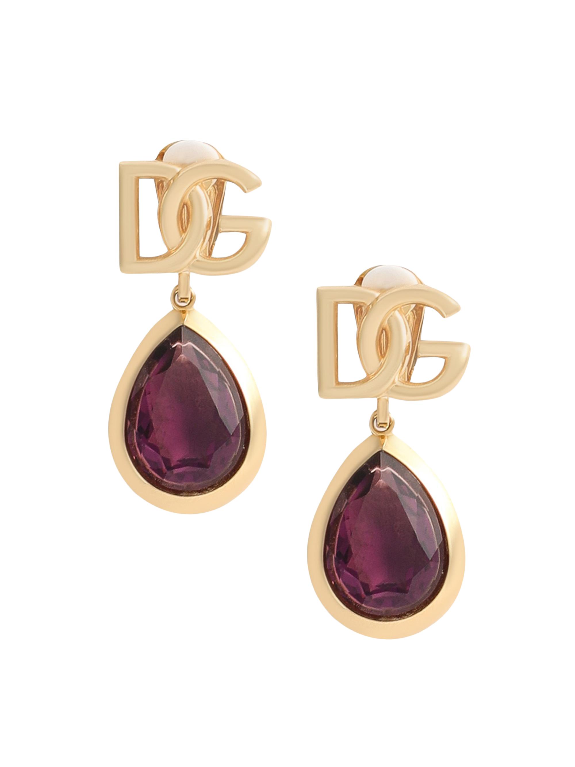 Dolce & Gabbana Women's Goldtone & Glass Crystal Logo Drop Earrings - Gold