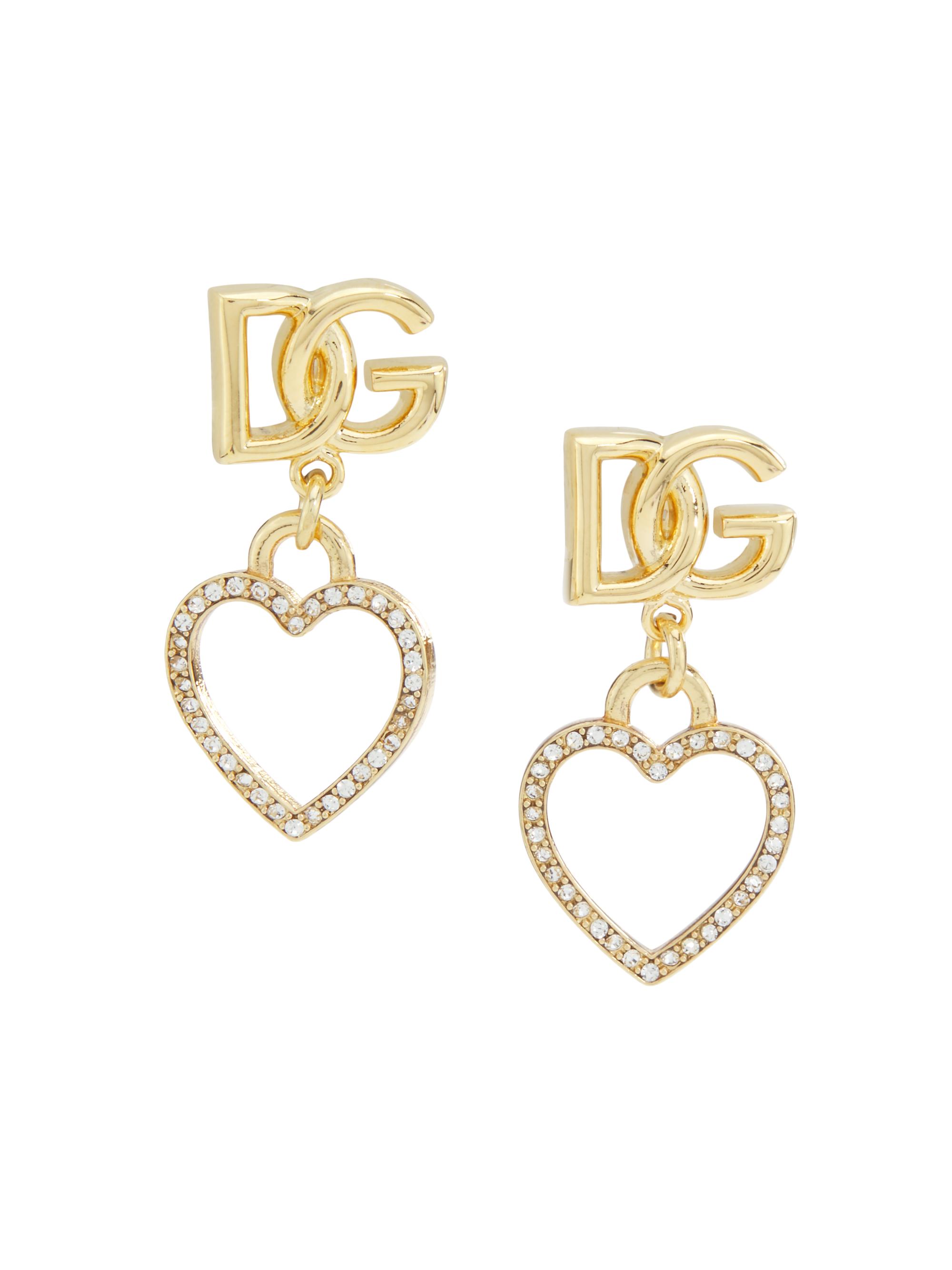 Dolce & Gabbana Women's Goldtone & Crystal Logo Heart Drop Earrings - Gold