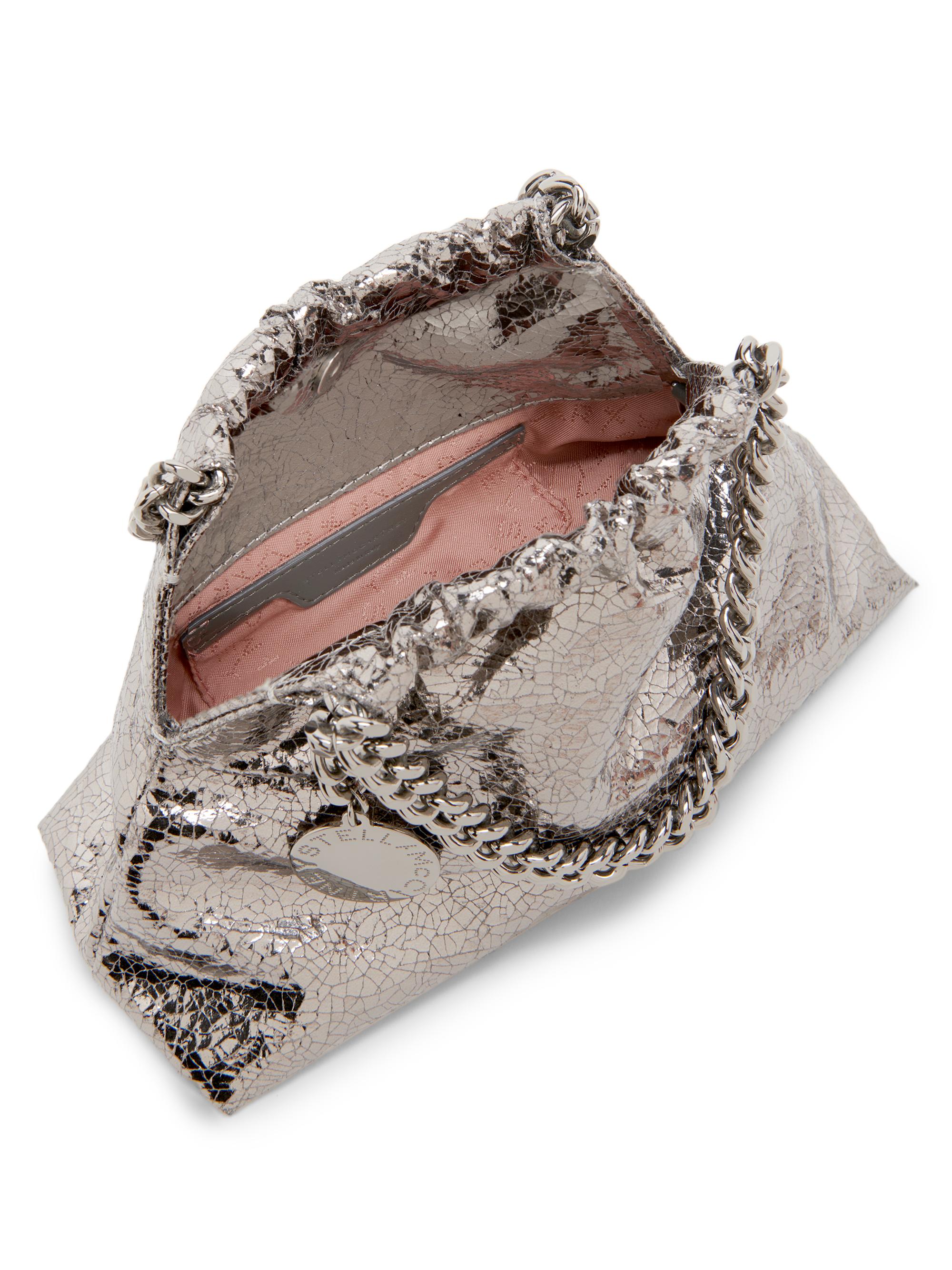 Stella McCartney Mini Falabella Metallic Crackle Top Handle Bag