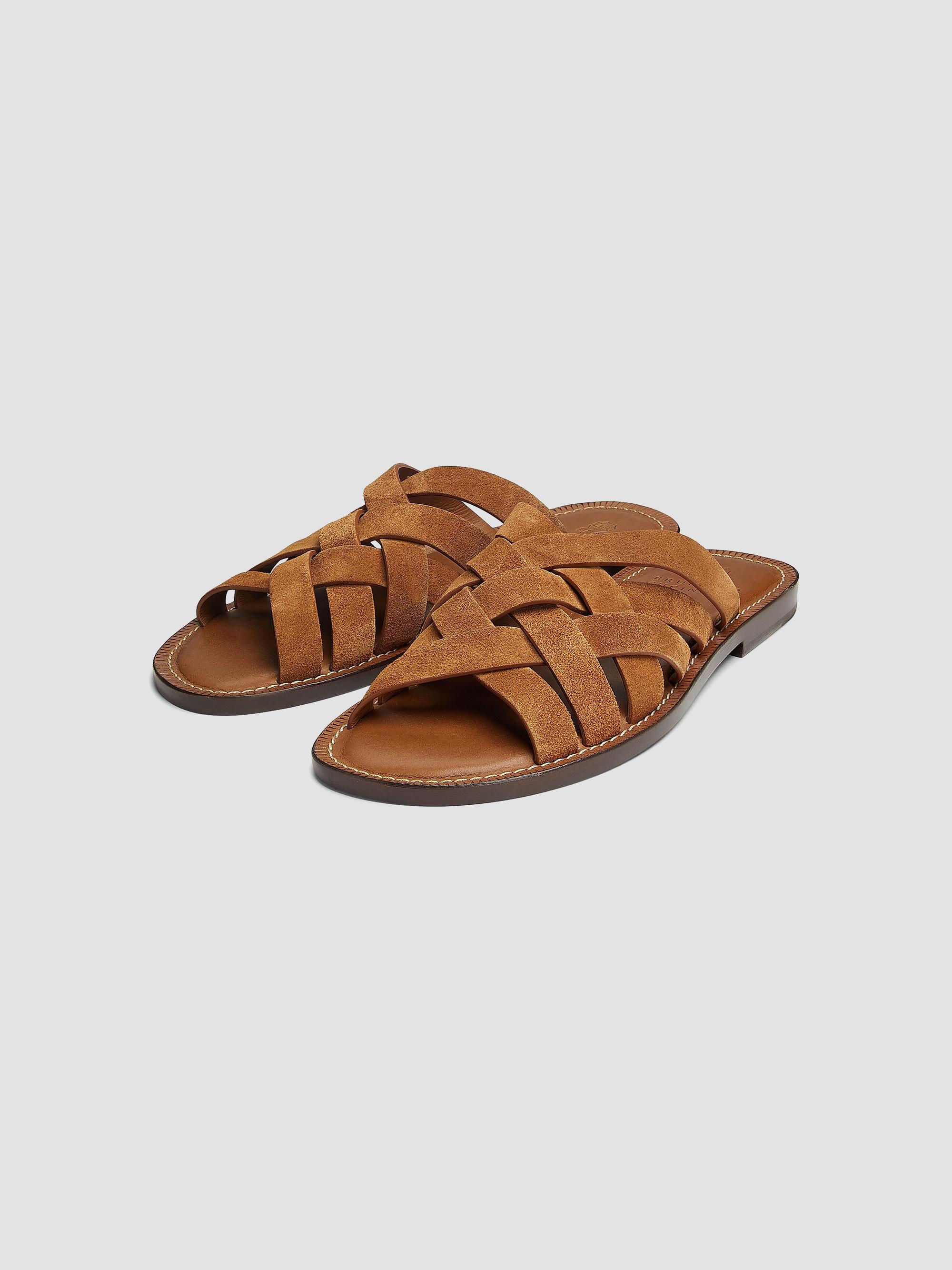 Brunello Cucinelli Woven Suede Sandals | Saks Fifth Avenue