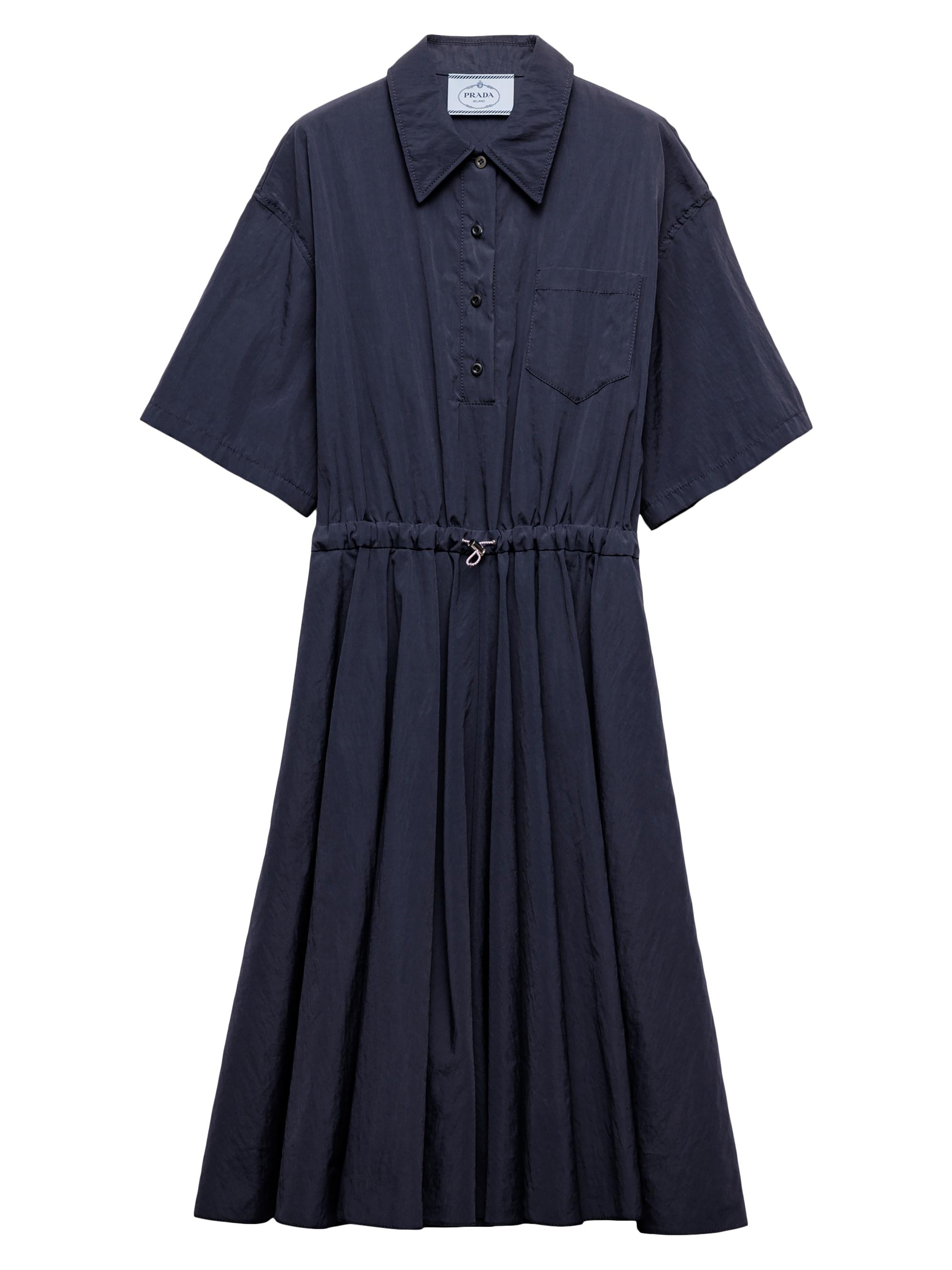 Prada Women's Short-sleeved Technical Pongé Dress - Beige Khaki