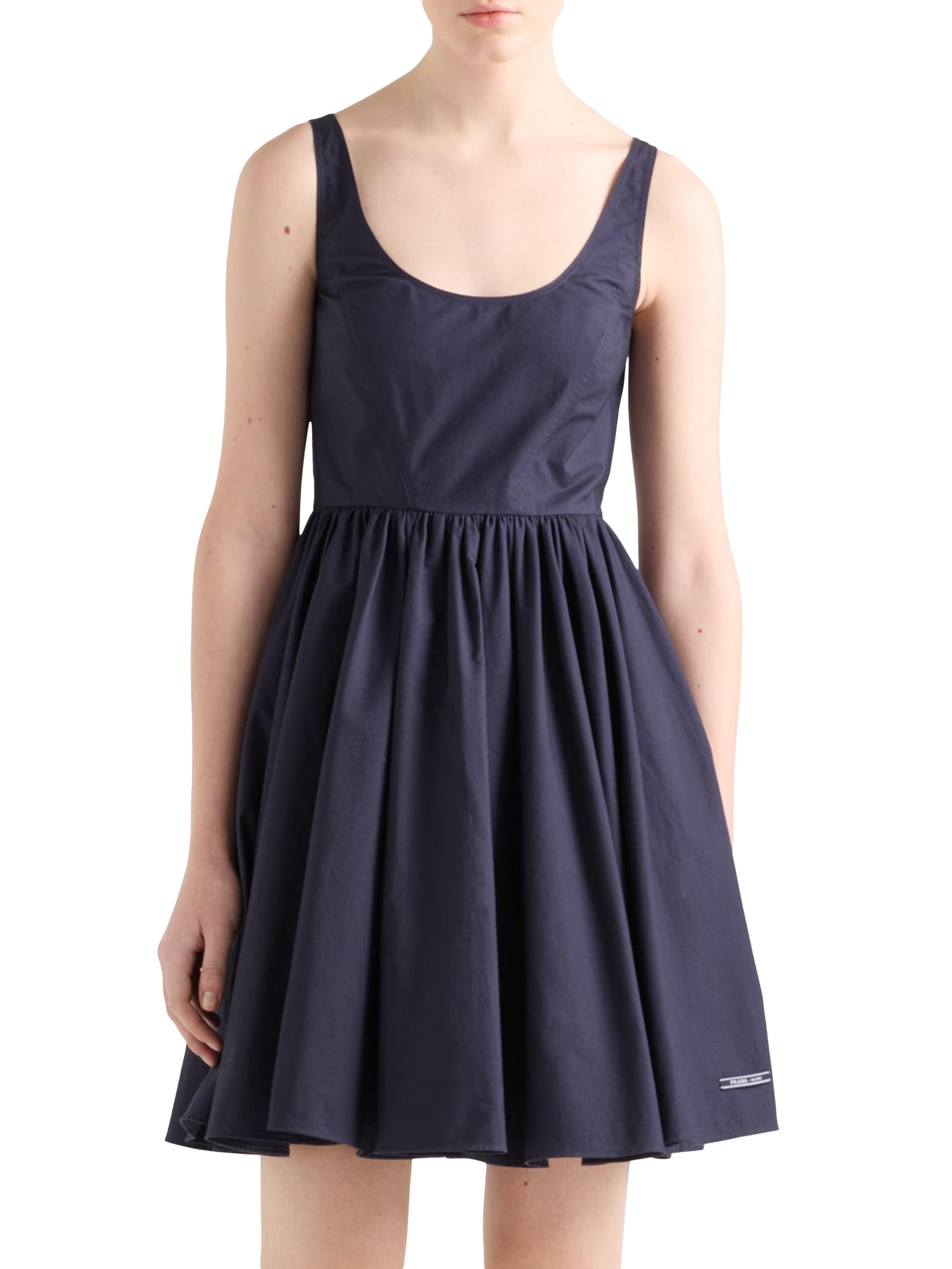 Prada Women's Cotton Canvas Dress - Blue - back view in Blue