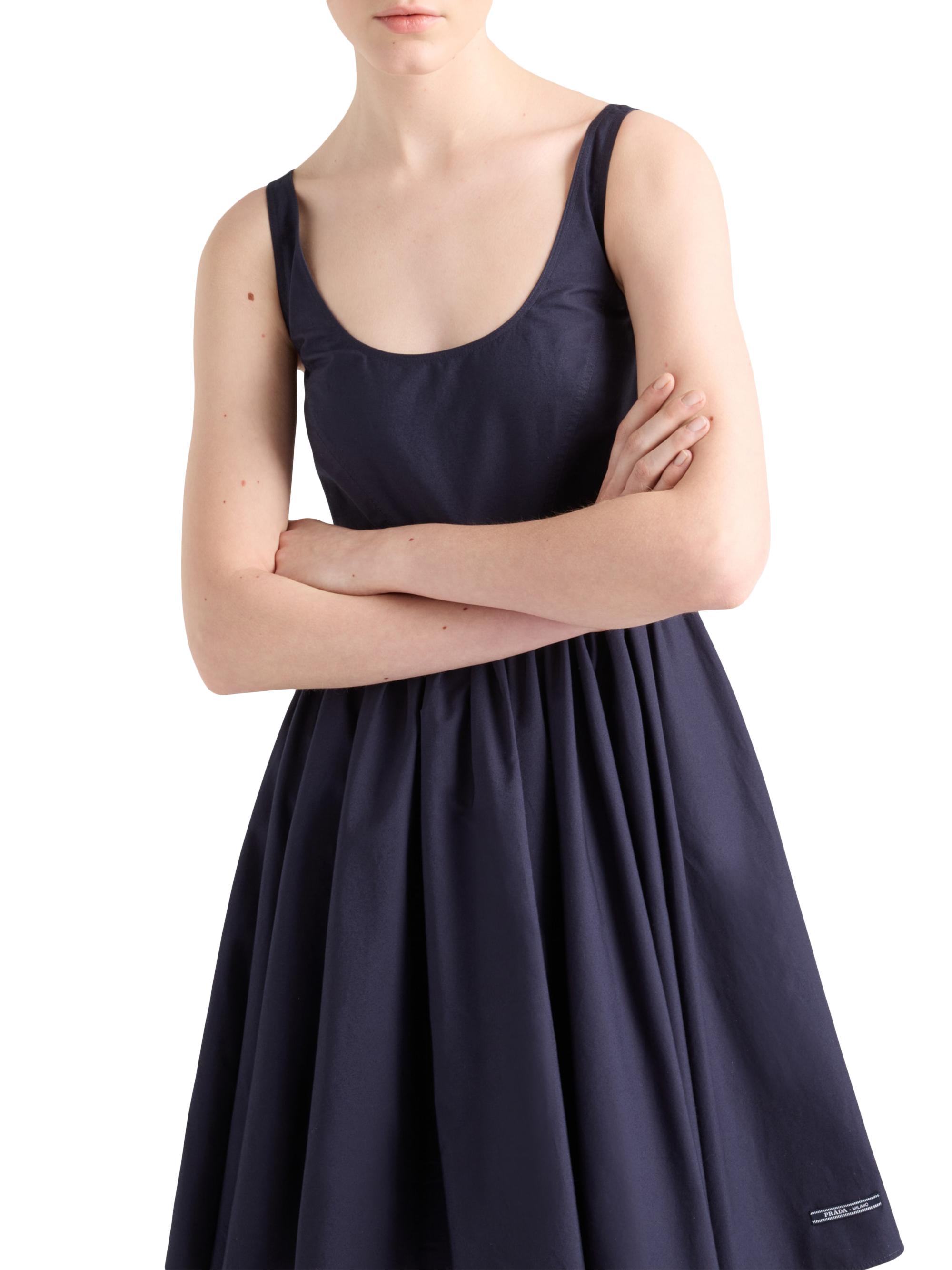 Prada Women's Cotton Canvas Dress - Blue - detail view in Blue