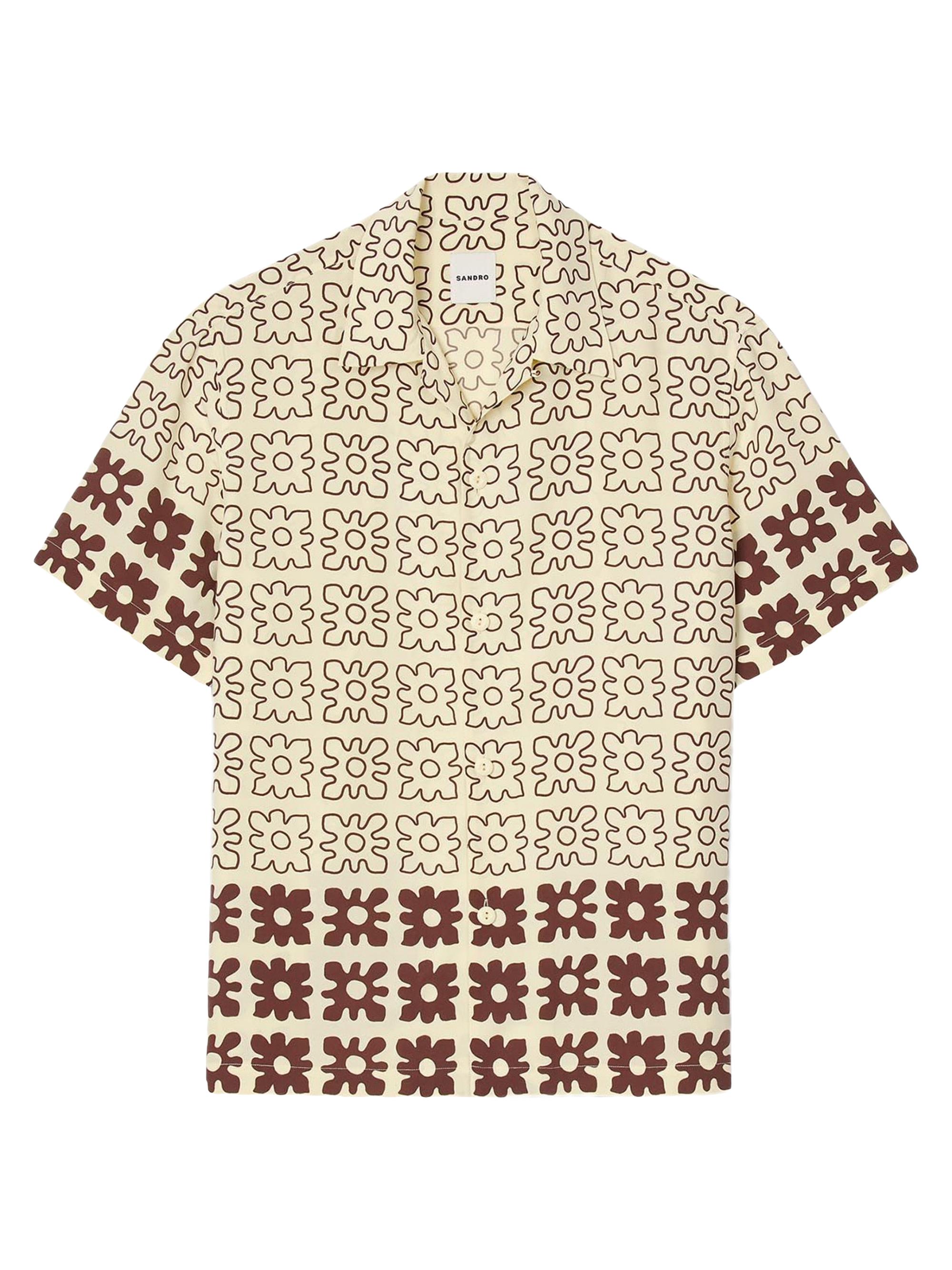 Sandro Men's Floral Motif Shirt - Oats