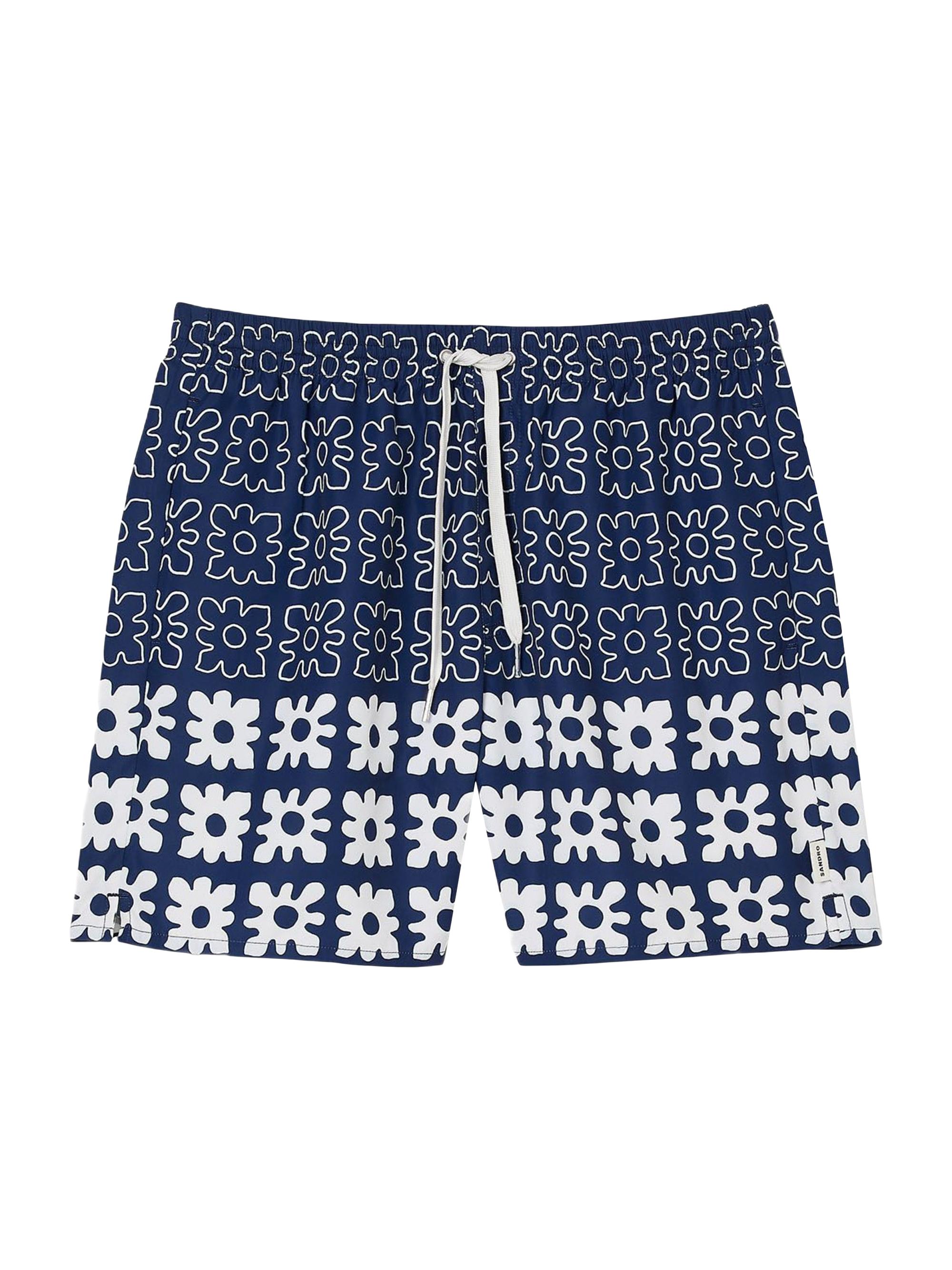Sandro Men's Floral Print Swim Trunks - Midnight Blue