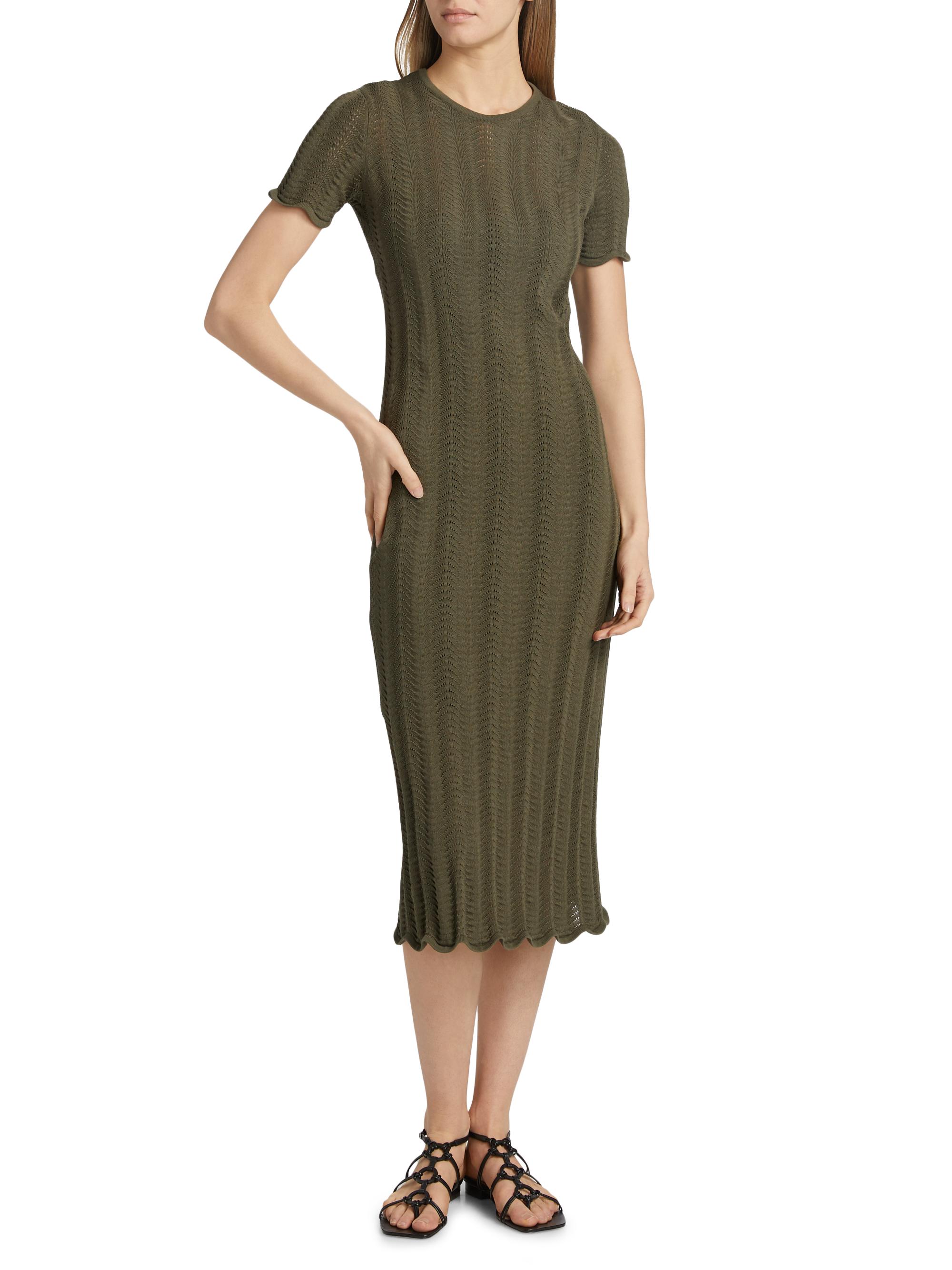 tanya taylor leighton knit dress Tanya Taylor Leighton Wave Crochet Knit Sheath Midi-Dress