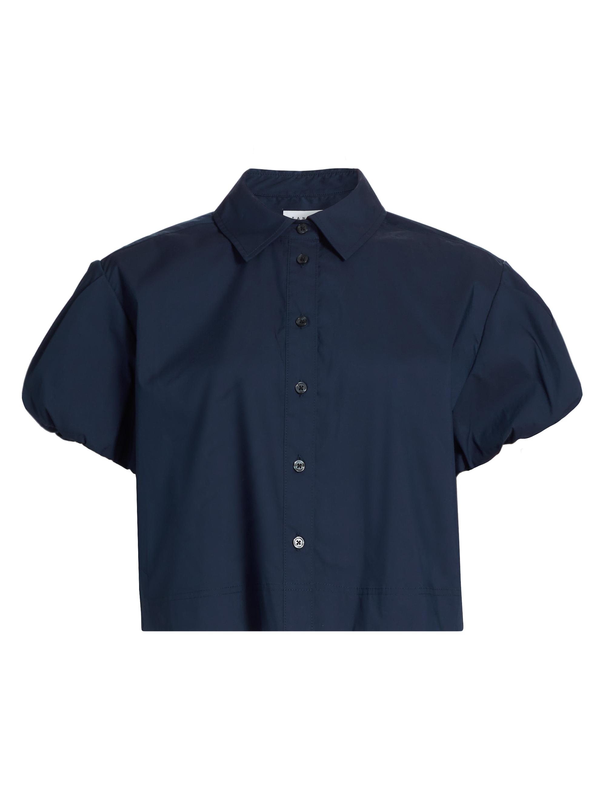 Tanya Taylor Women's Elza Puff-Sleeve Crop Shirt - Midnight