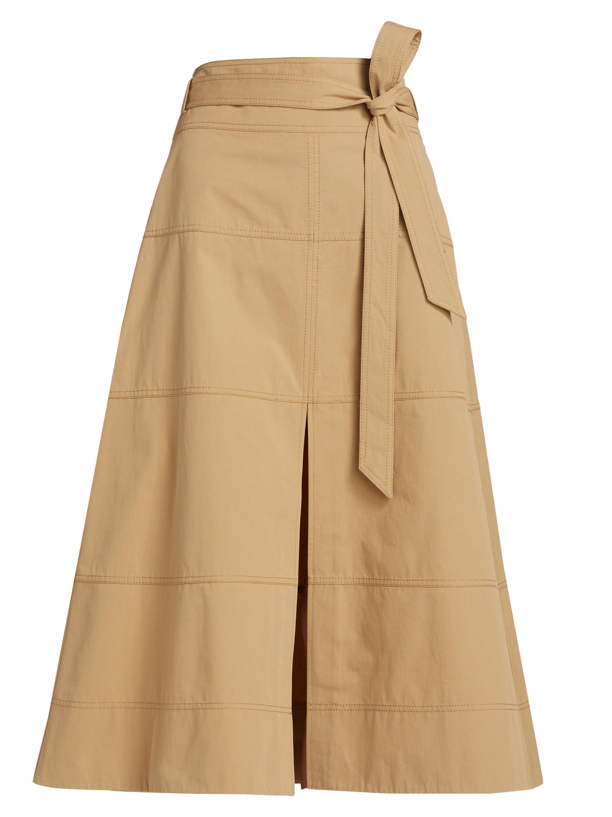 Tanya Taylor Women's Hudson Slit Cotton Midi-Skirt - Dark Khaki