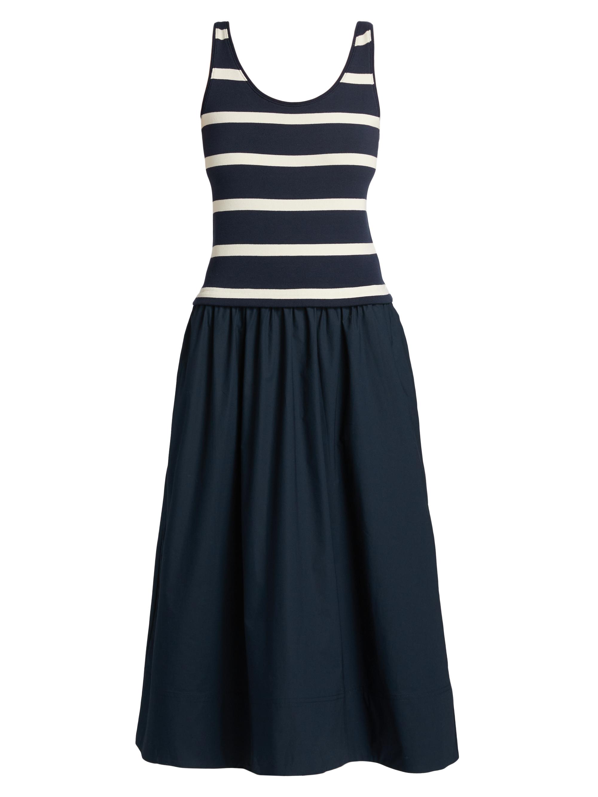 Tanya Taylor Women's Amber Striped Stretch-Cotton Midi-Dress - Maritime Blue Cream Stripe