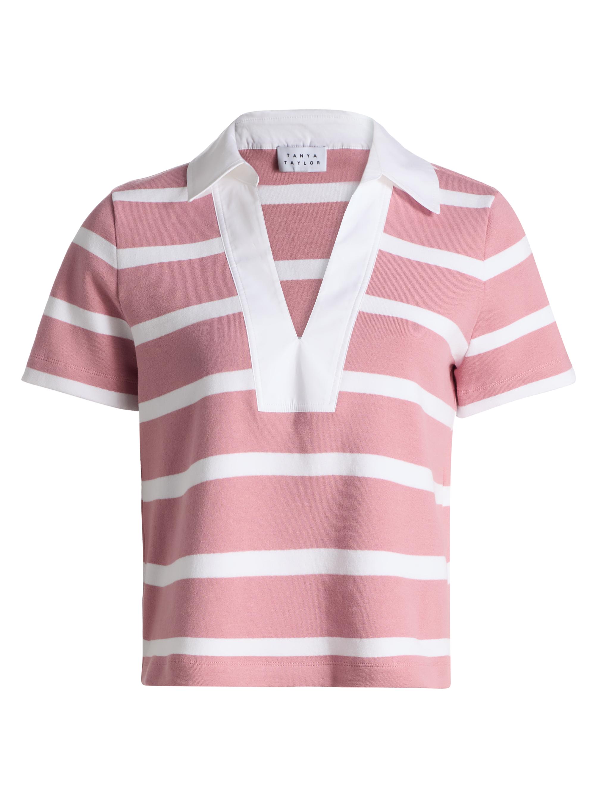Tanya Taylor Women's Melanie Striped Stretch Cotton Top - Vintage Rose Wide Stripe