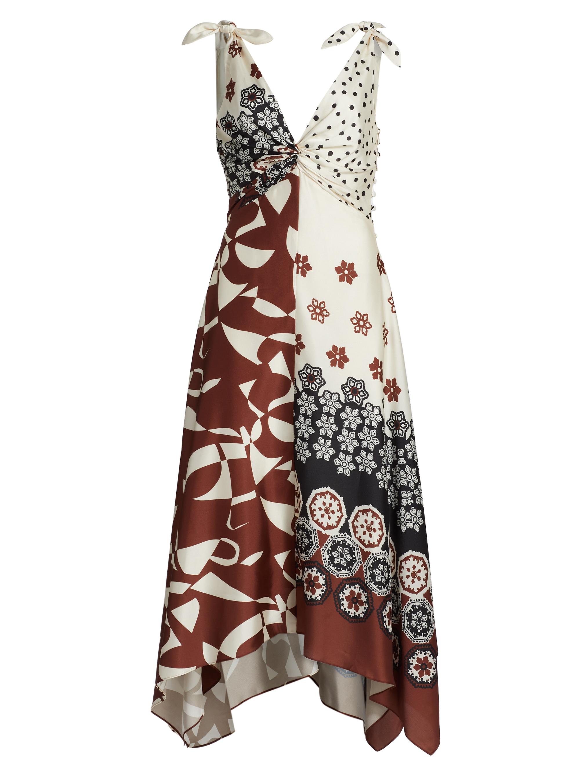 Tanya Taylor Women's Mabel Printed Handkerchief Midi-Dress - Cream Deep Clay Multi