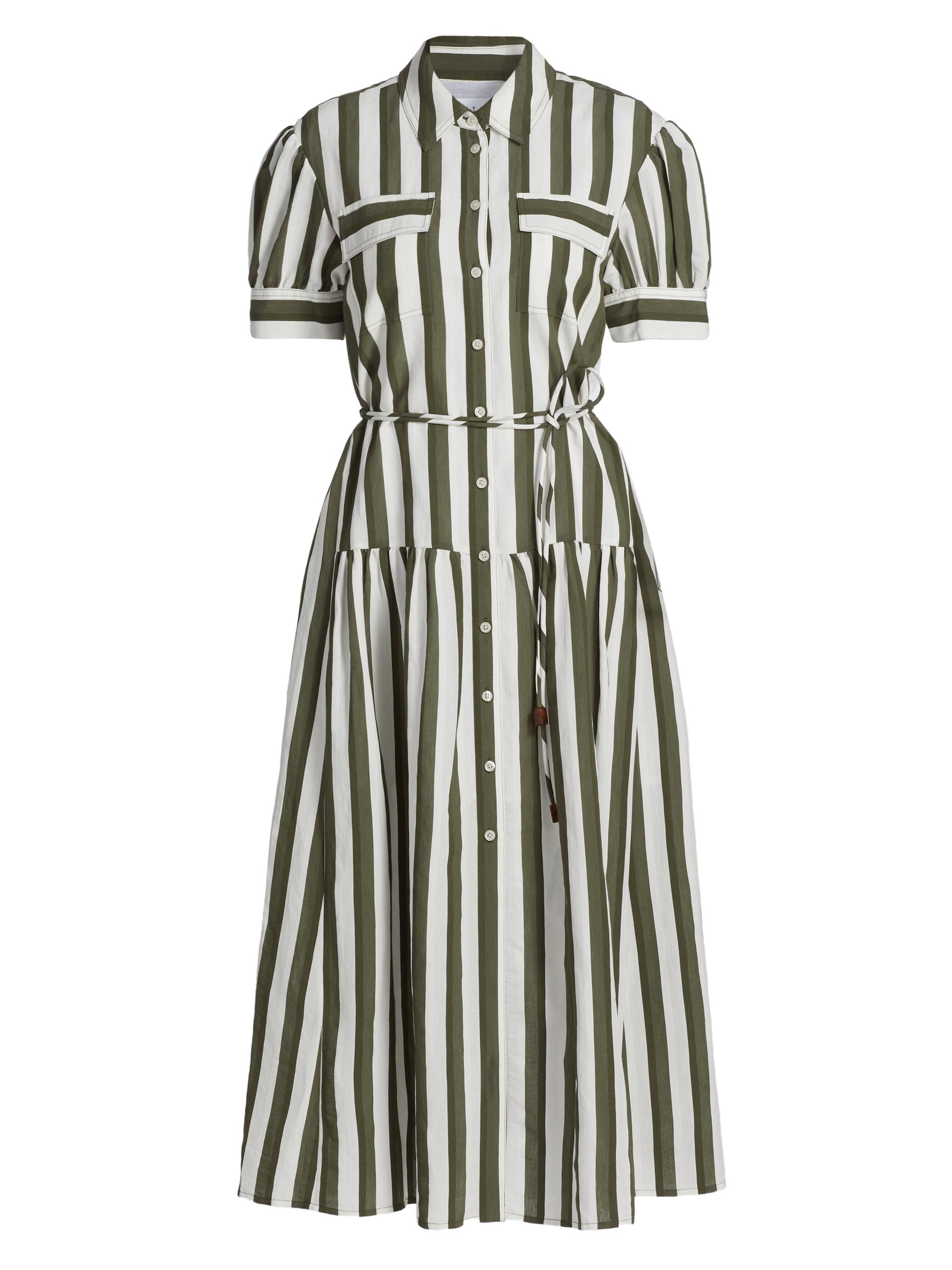 Tanya Taylor Women's Carrington Seersucker Striped Midi-Dress - Fern