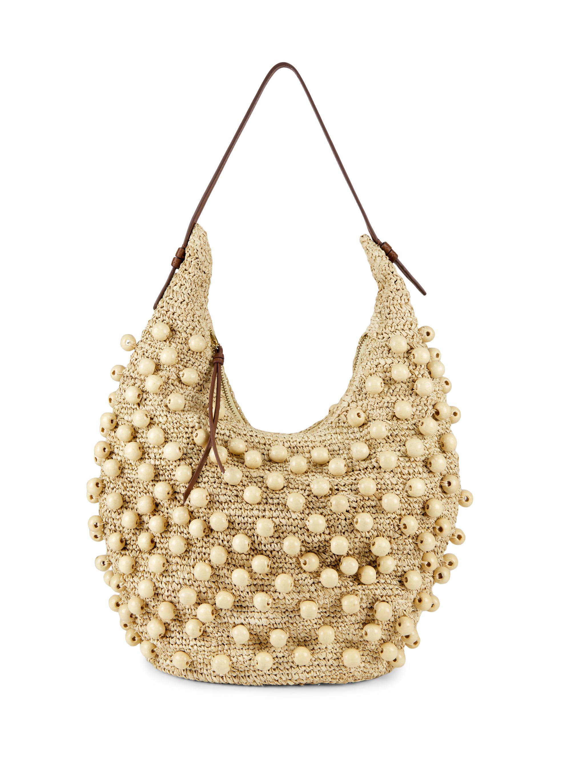 Poolside Women's The Brighton Beaded Raffia Hobo Bag - Sand