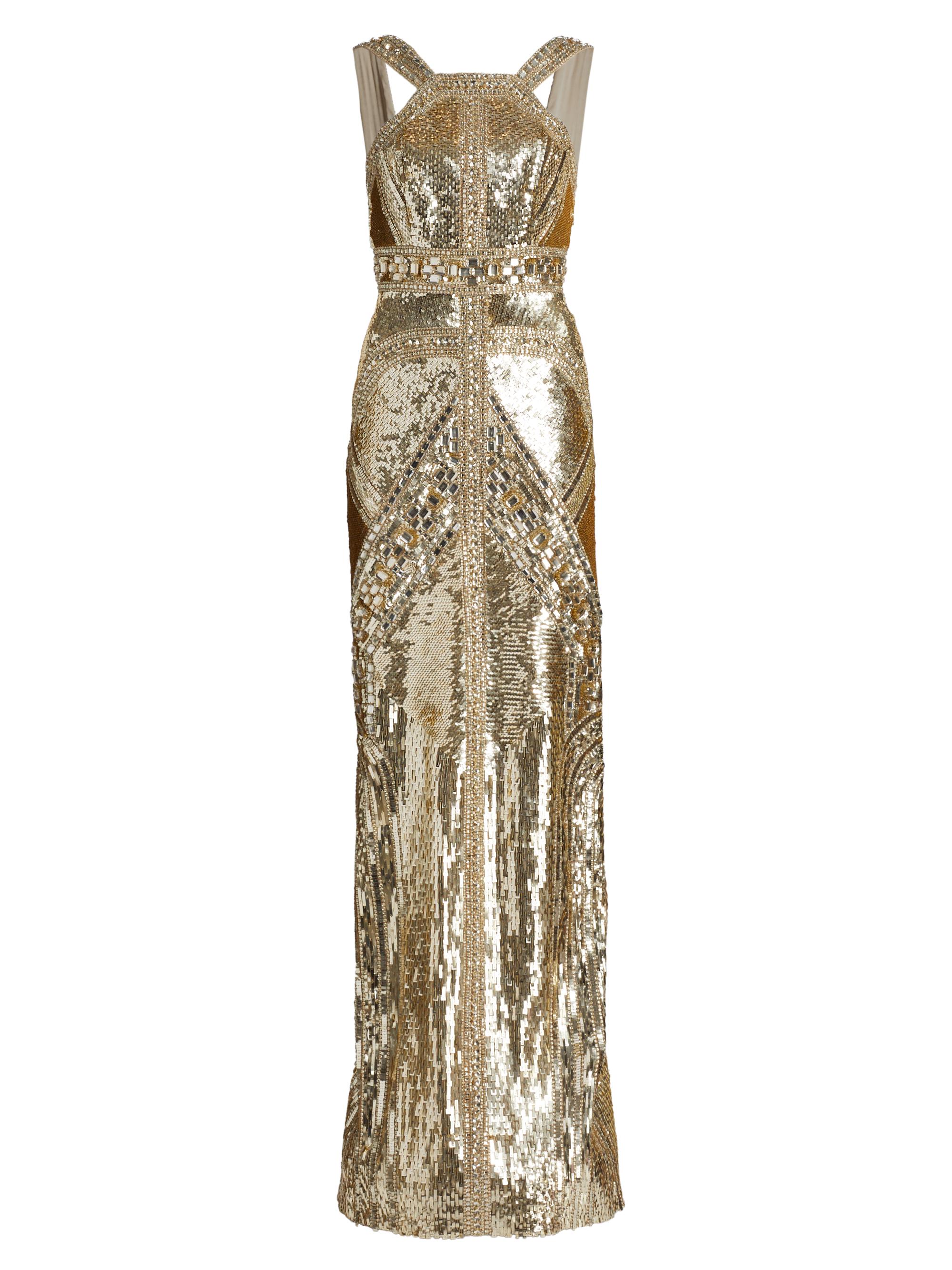 Pamella Roland Women's Sequined Embroidered Gown - Gold