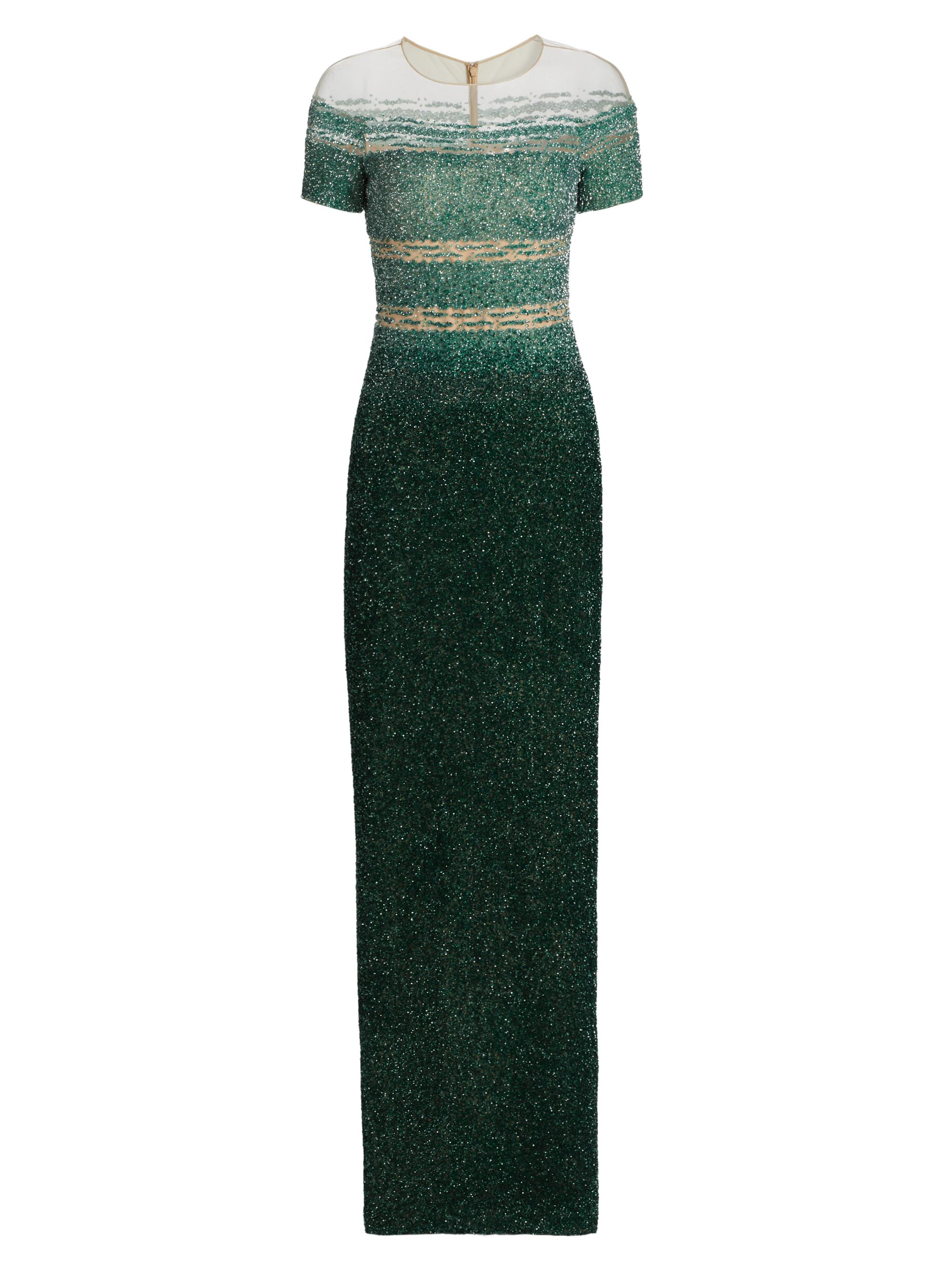 Pamella Roland Women's Sig Sequin Gown - Lt Dk Emerald