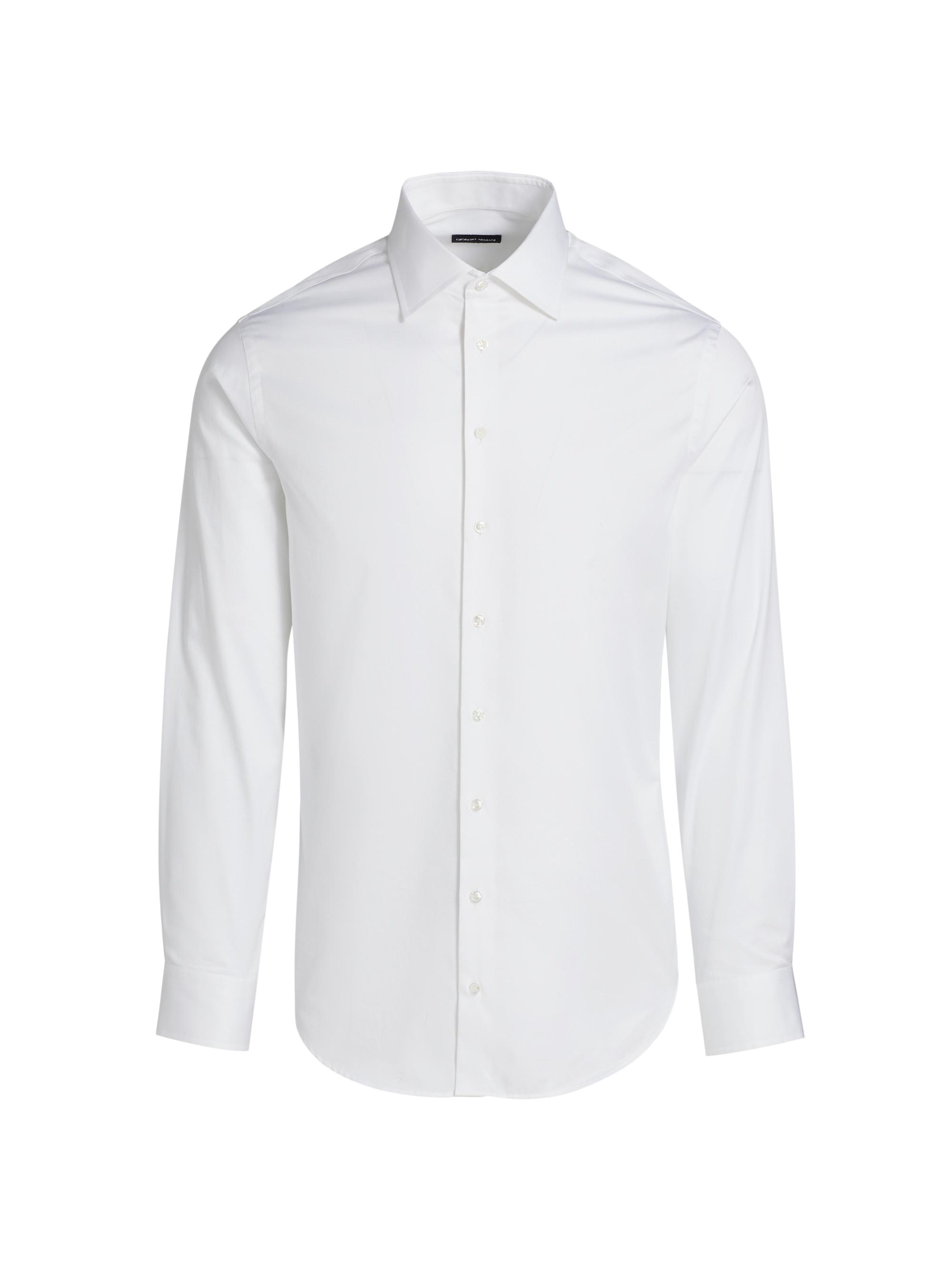 Giorgio Armani Men's Cotton Long-Sleeve Dress Shirt - White