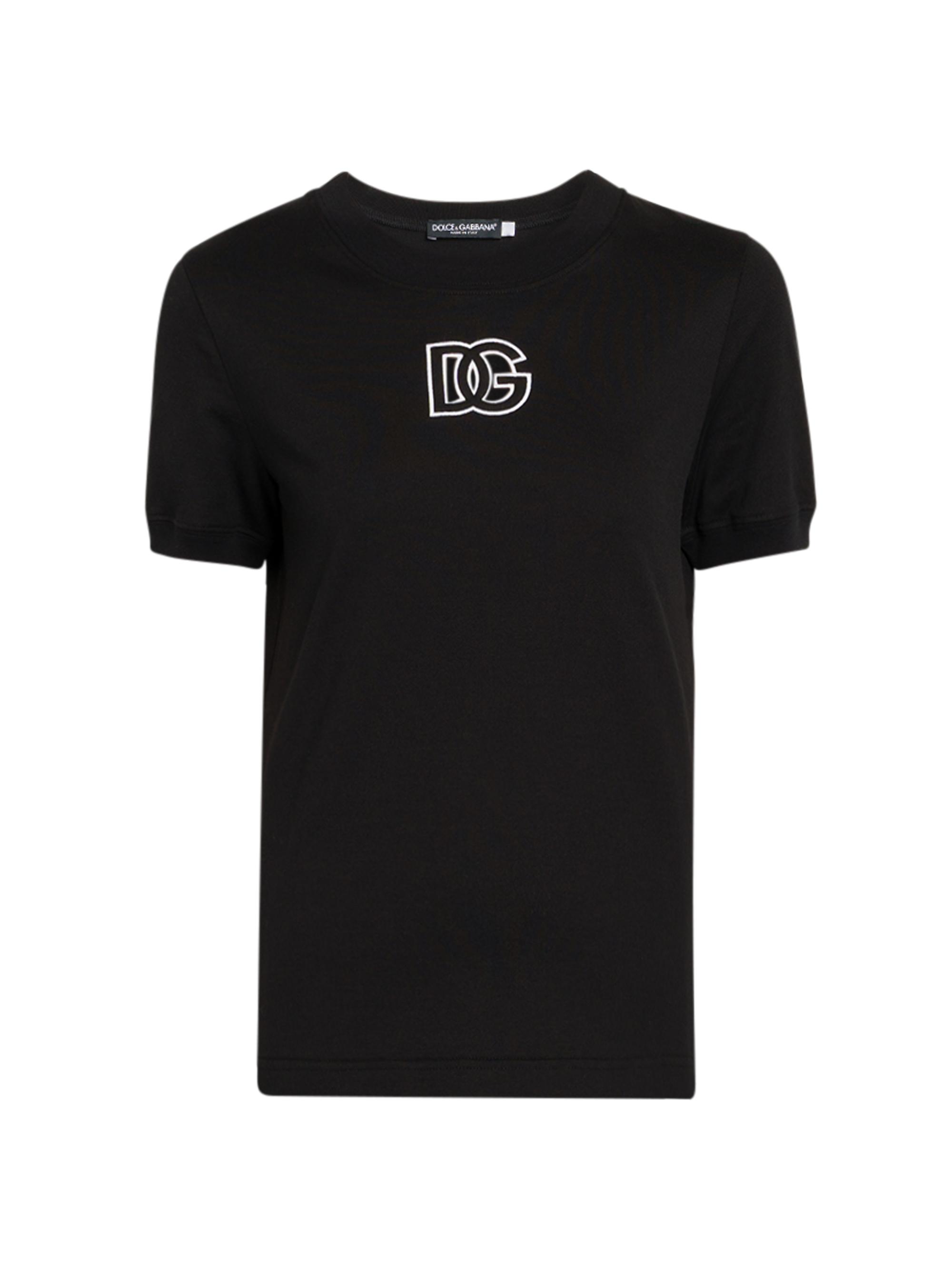 Dolce & Gabbana Women's Cut-Out Logo Cotton T-Shirt - Black