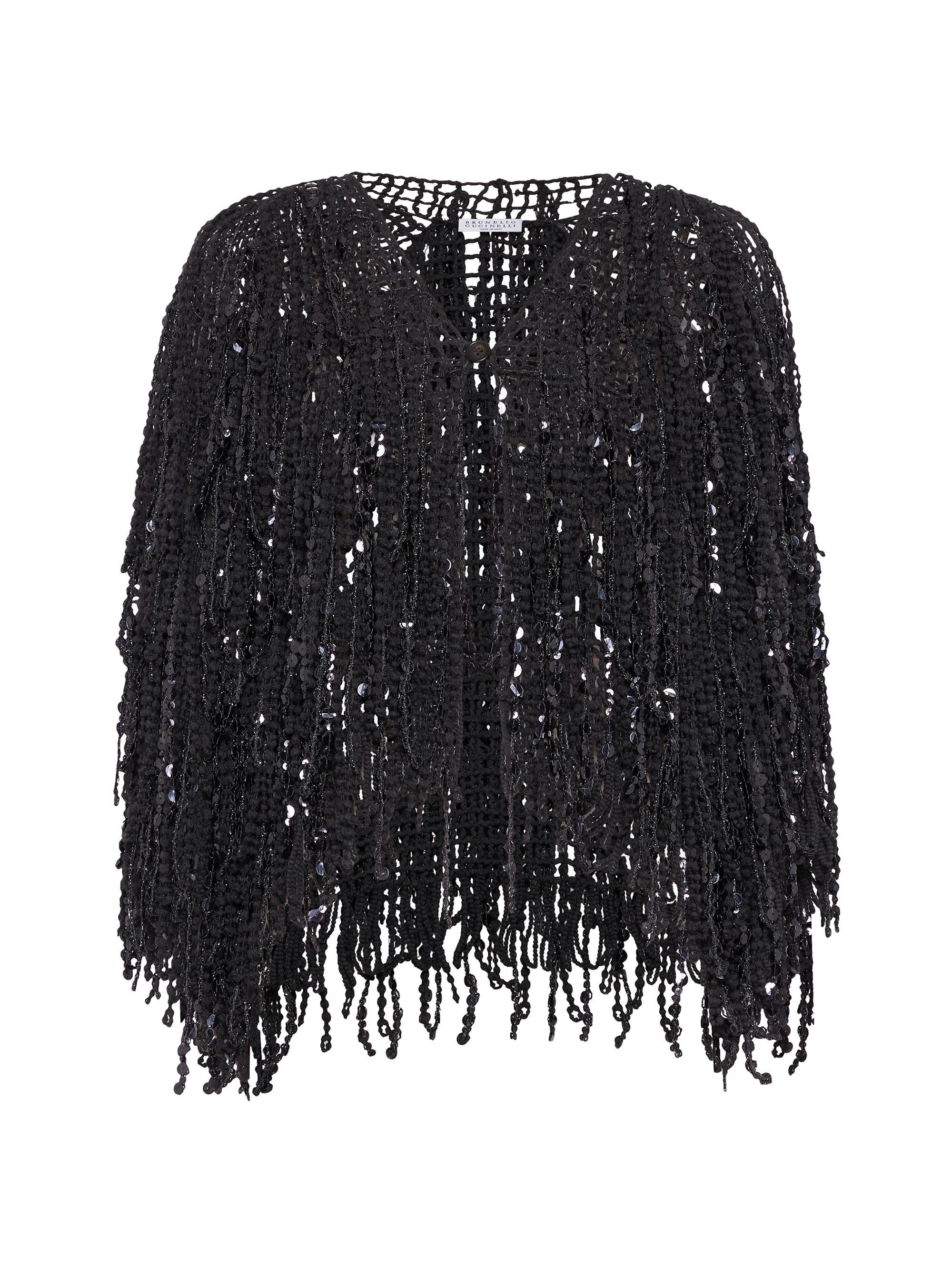 Brunello Cucinelli Women's Cotton Dazzling Cascades Cardigan - Charcoal