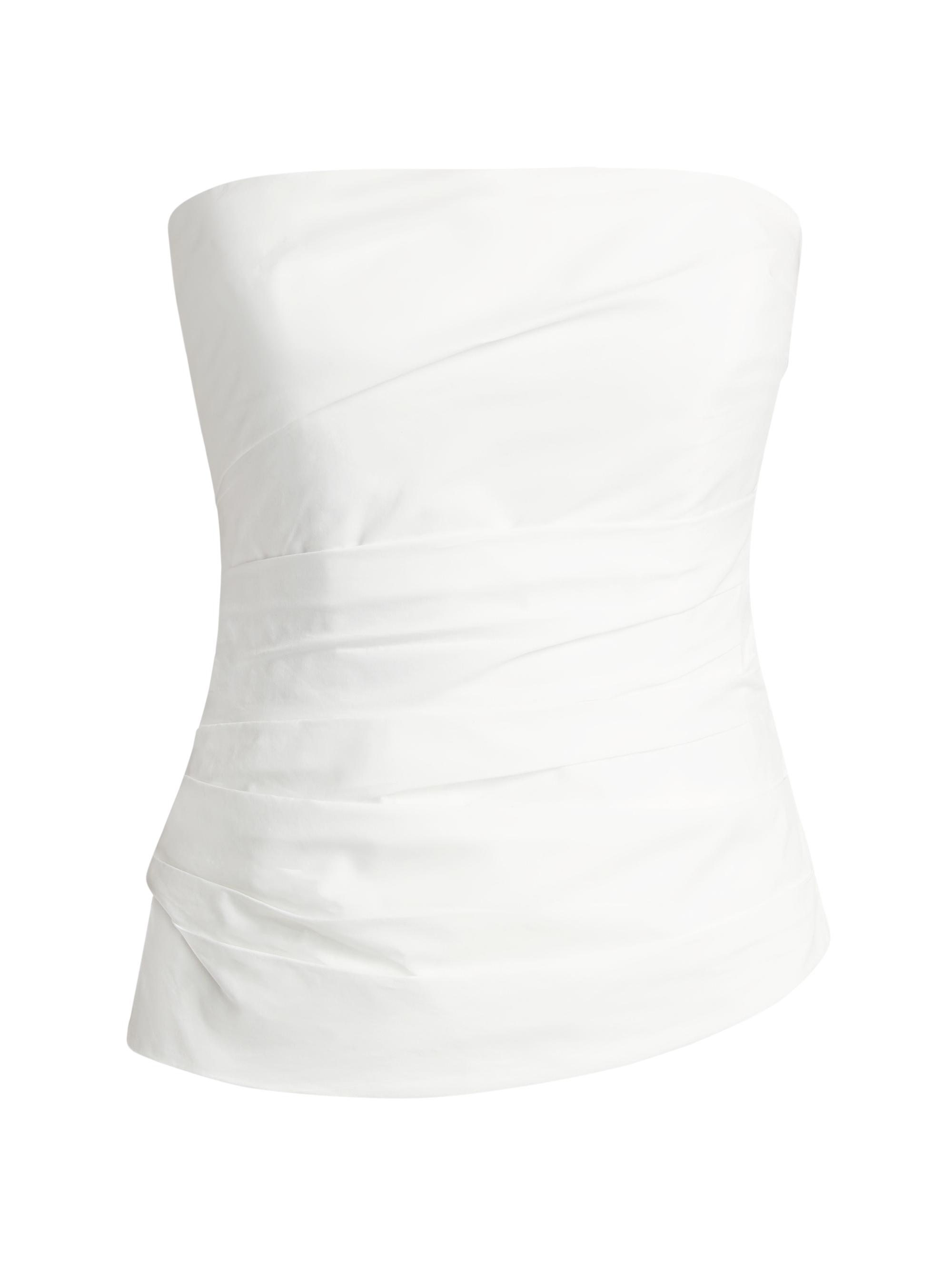SIMKHAI Emerson Ruched Bustier Strapless Top | Saks Fifth Avenue