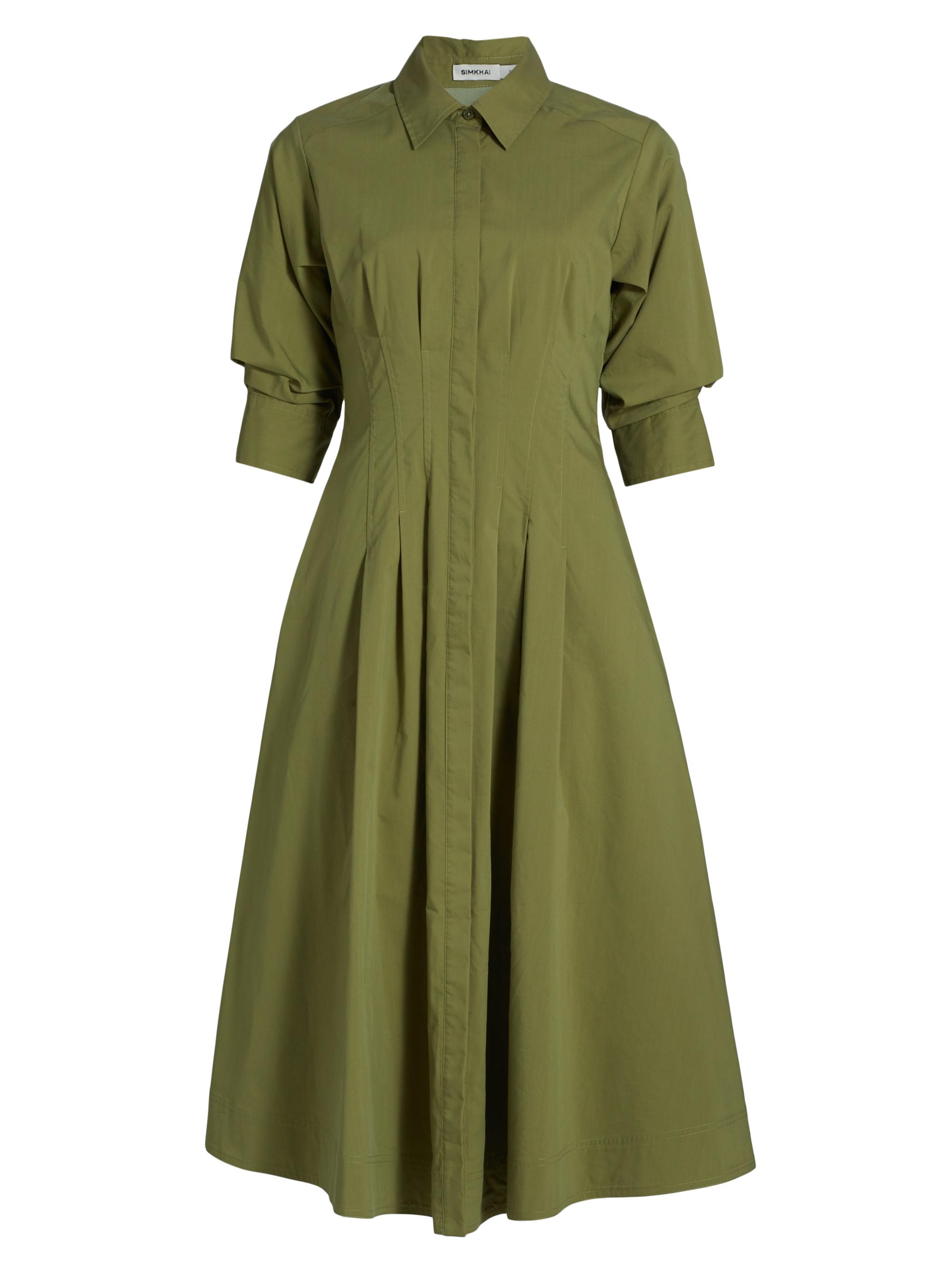 SIMKHAI Jazz Pintuck Poplin Midi-Dress | Saks Fifth Avenue