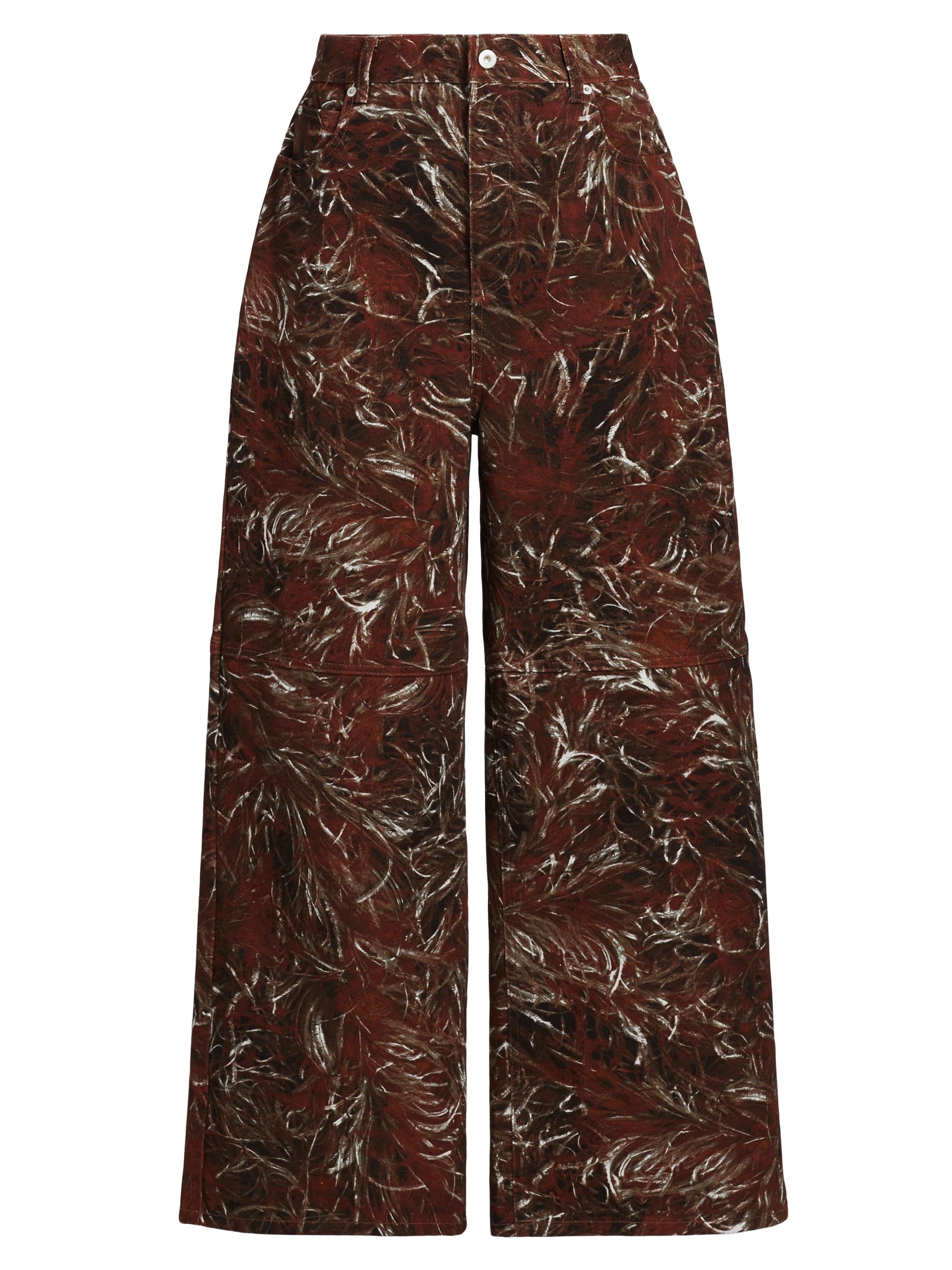 LOEWE LOEWE x Paula's Ibiza Feather-Print High-Rise Wide-Leg