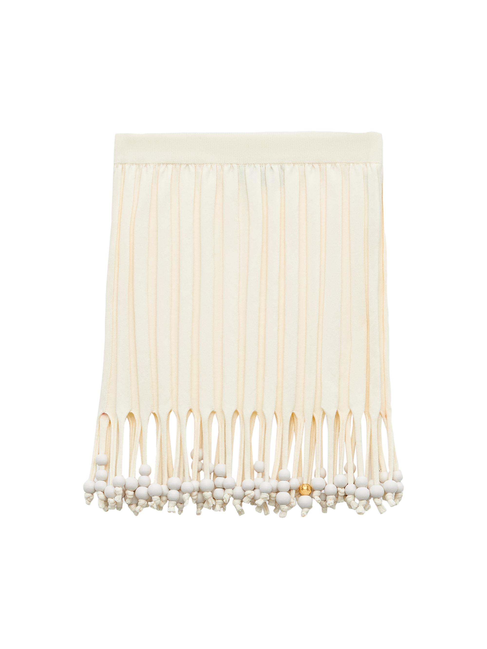 LOEWE Women's  x Paula's Ibiza Beaded Tassel Cotton Miniskirt - Ecru