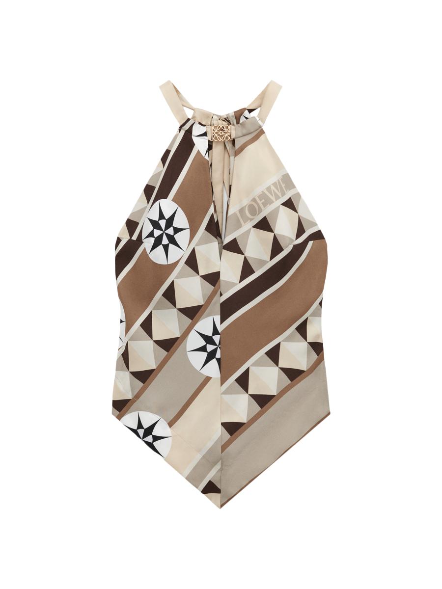 LOEWE パウラズ　シルクラップワンピース　XS LOEWE LOEWE x Paula's Ibiza Printed Halterneck Silk Top