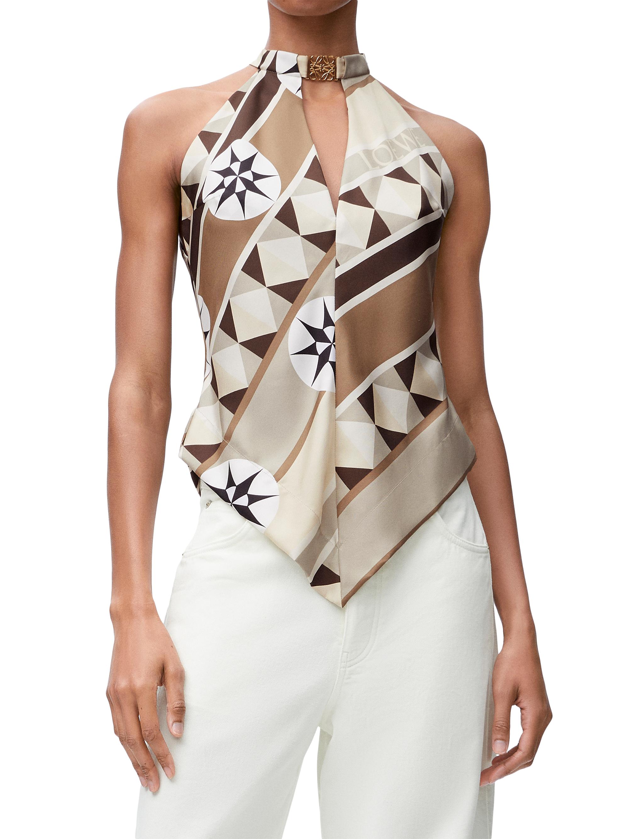 LOEWE LOEWE x Paula's Ibiza Printed Halterneck Silk Top | Saks