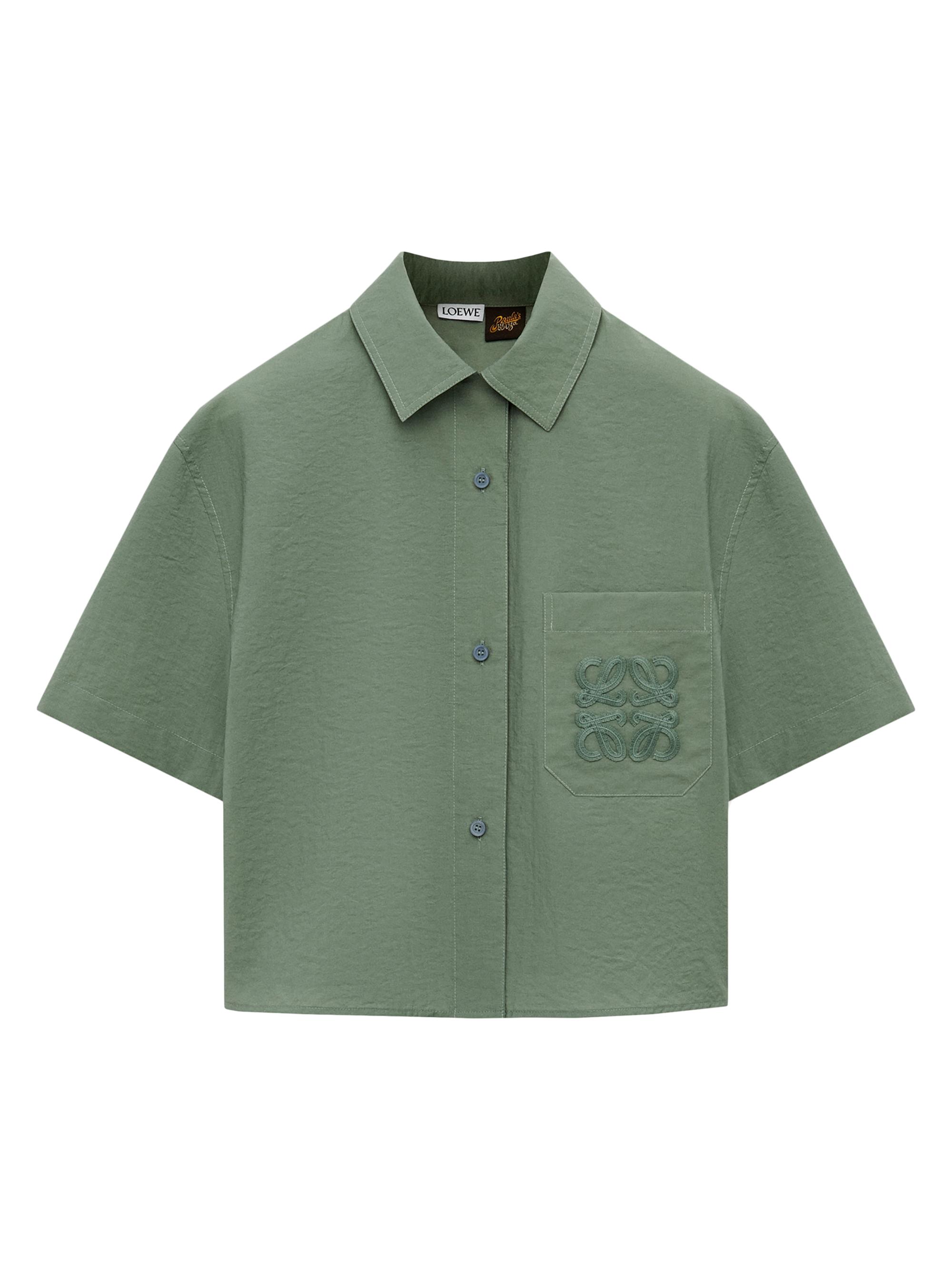 LOEWE LOEWE x Paula's Ibiza Cropped Short-Sleeve Denim Shirt