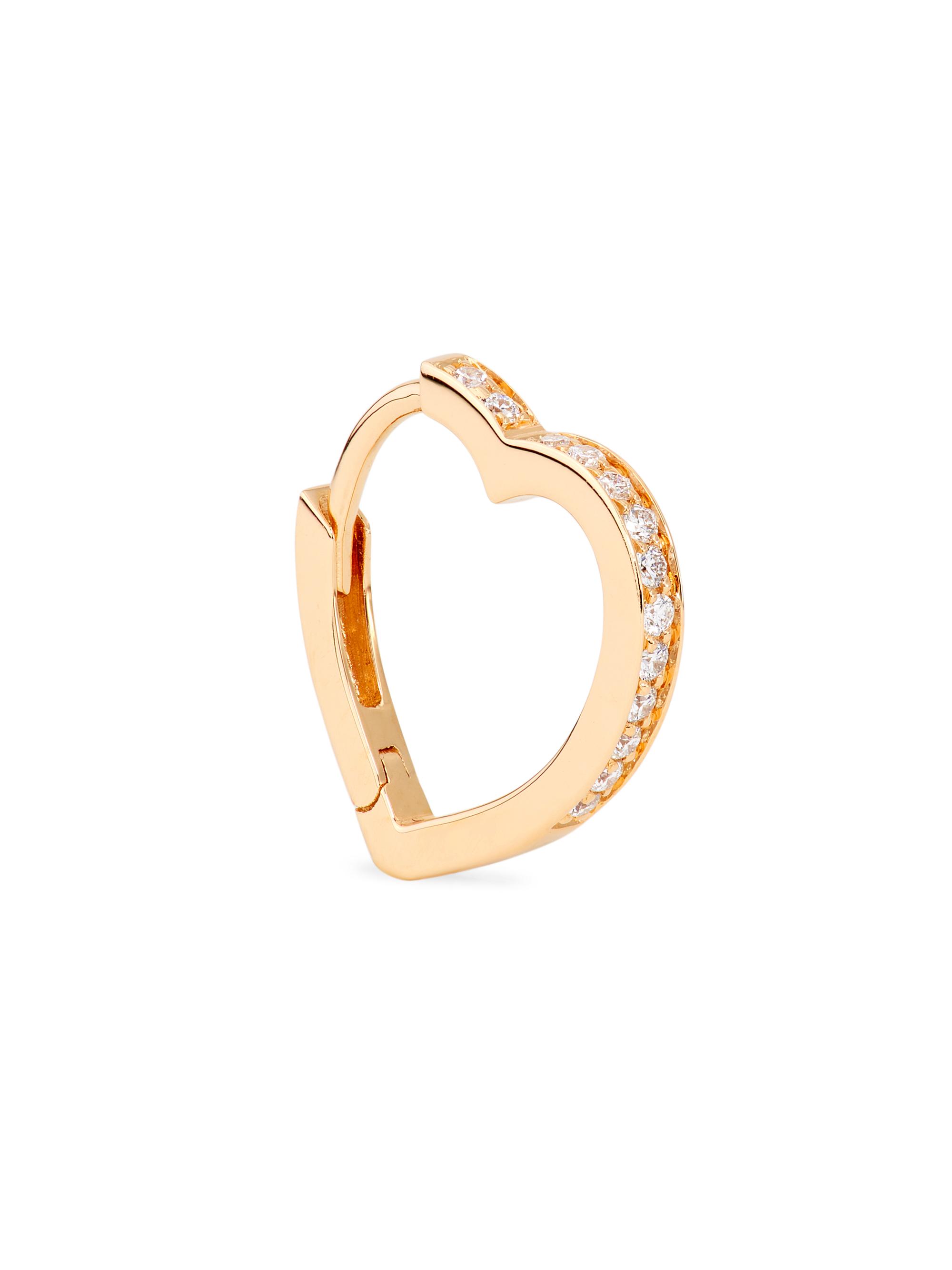 Repossi Women's Antifer 18K Rose Gold & 0.06 TCW Diamond  Heart Hoop Earring - Rose Gold