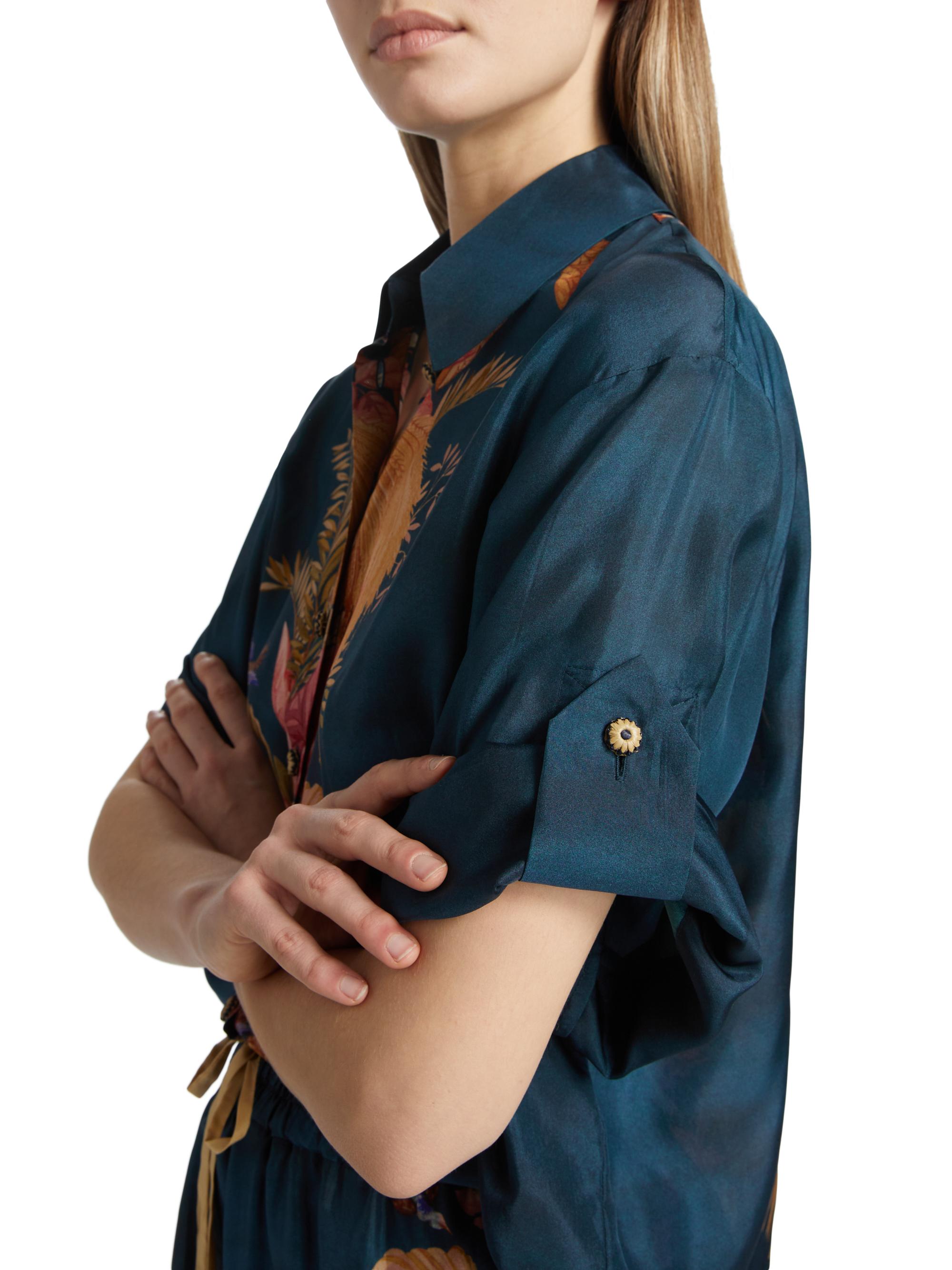 Zimmermann Ascension Leaf Print Silk Relaxed Shirt | Saks Fifth Avenue