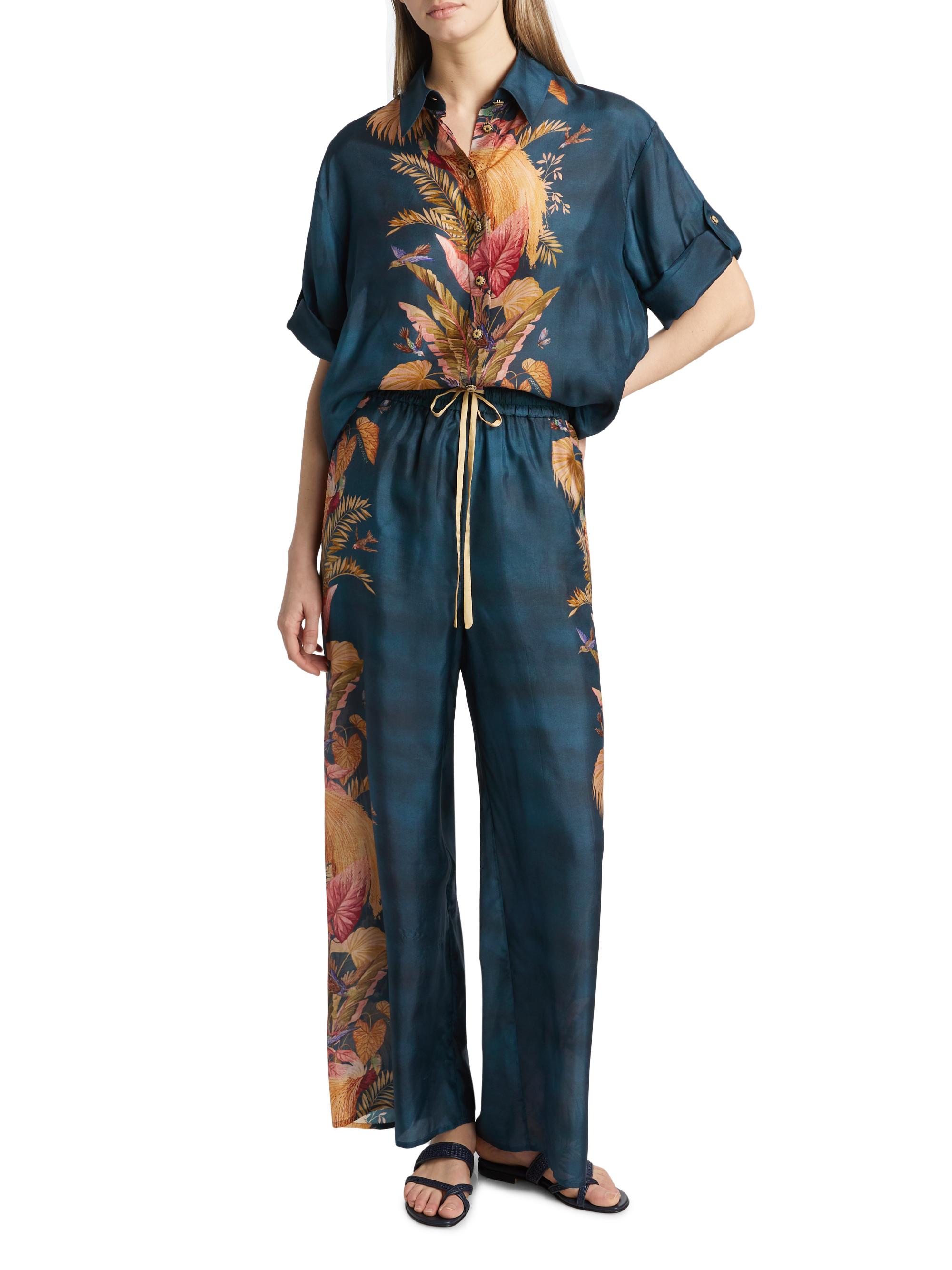 Zimmermann Ascension Leaf Print Silk Relaxed Shirt | Saks Fifth Avenue