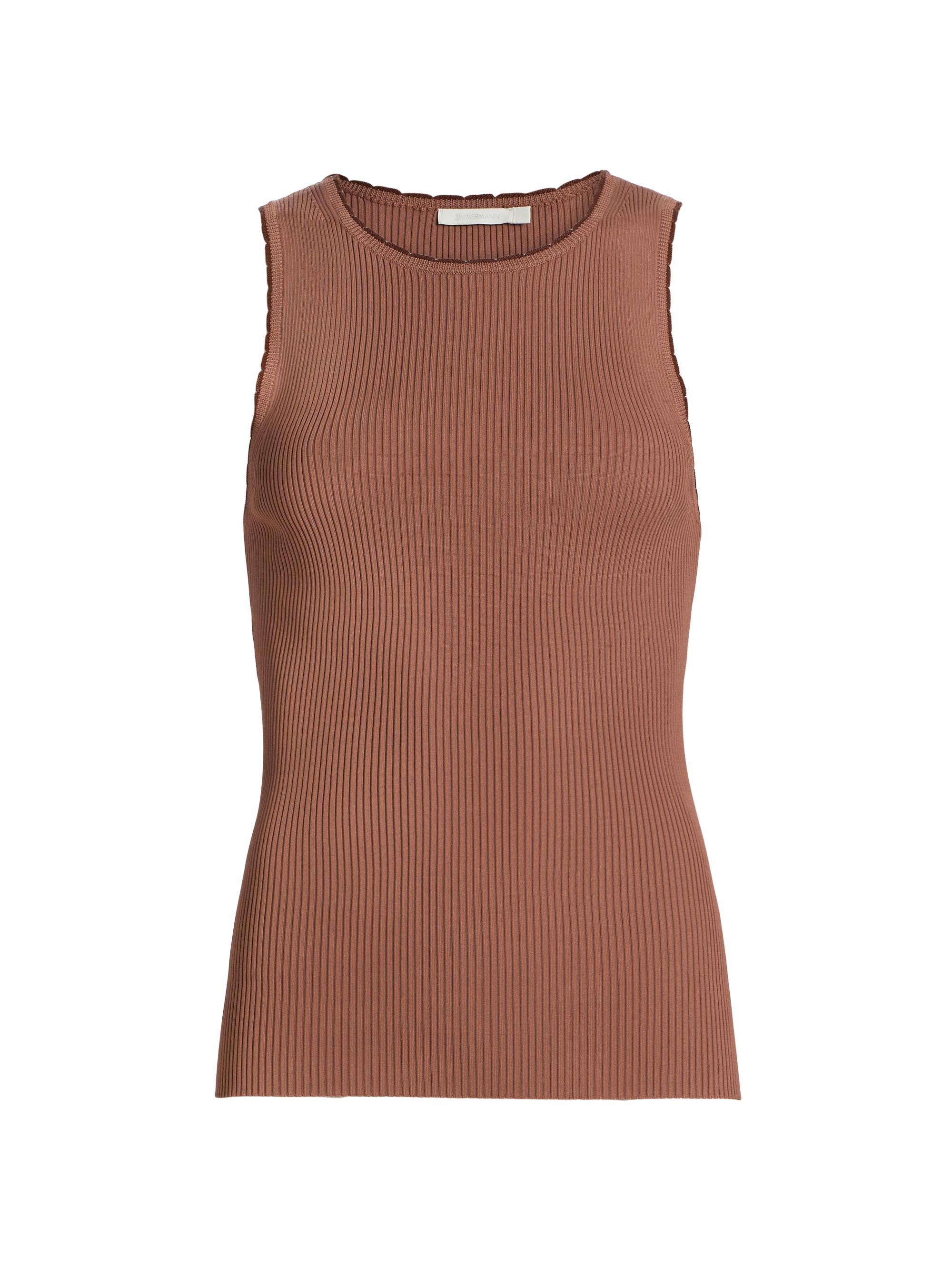 Zimmermann Women's Lucky Scalloped Racer Tank - Dusty Brown