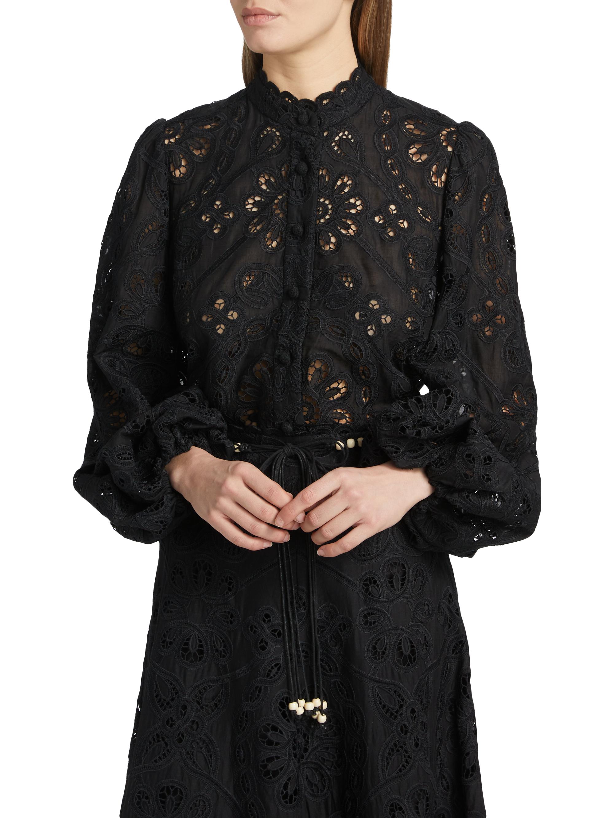 frm555様 Zimmermann Rhiannon Lace Cotton Button-Front Top | Saks Fifth Avenue