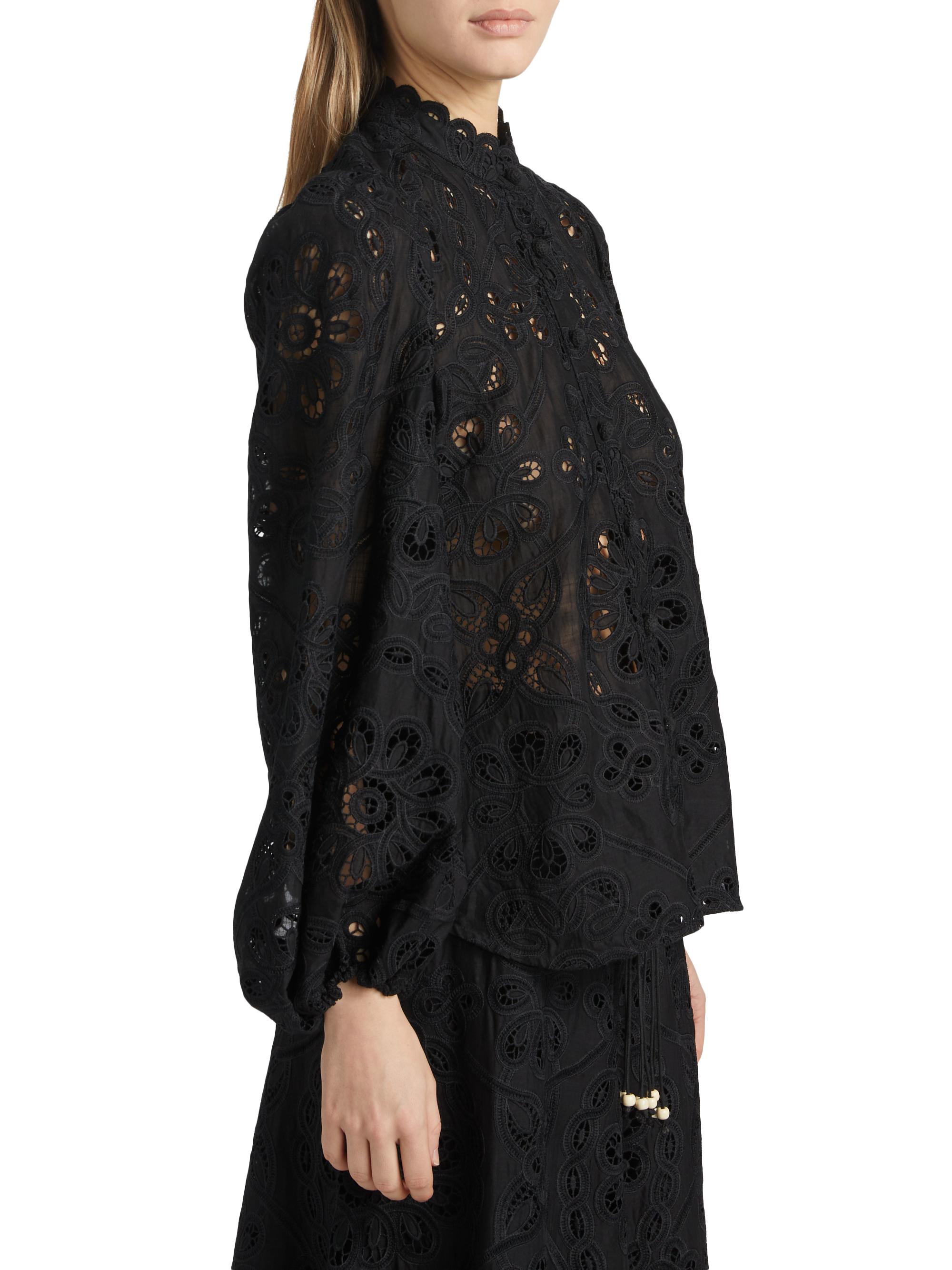 Zimmermann Rhiannon Lace Cotton Button-Front Top | Saks Fifth Avenue
