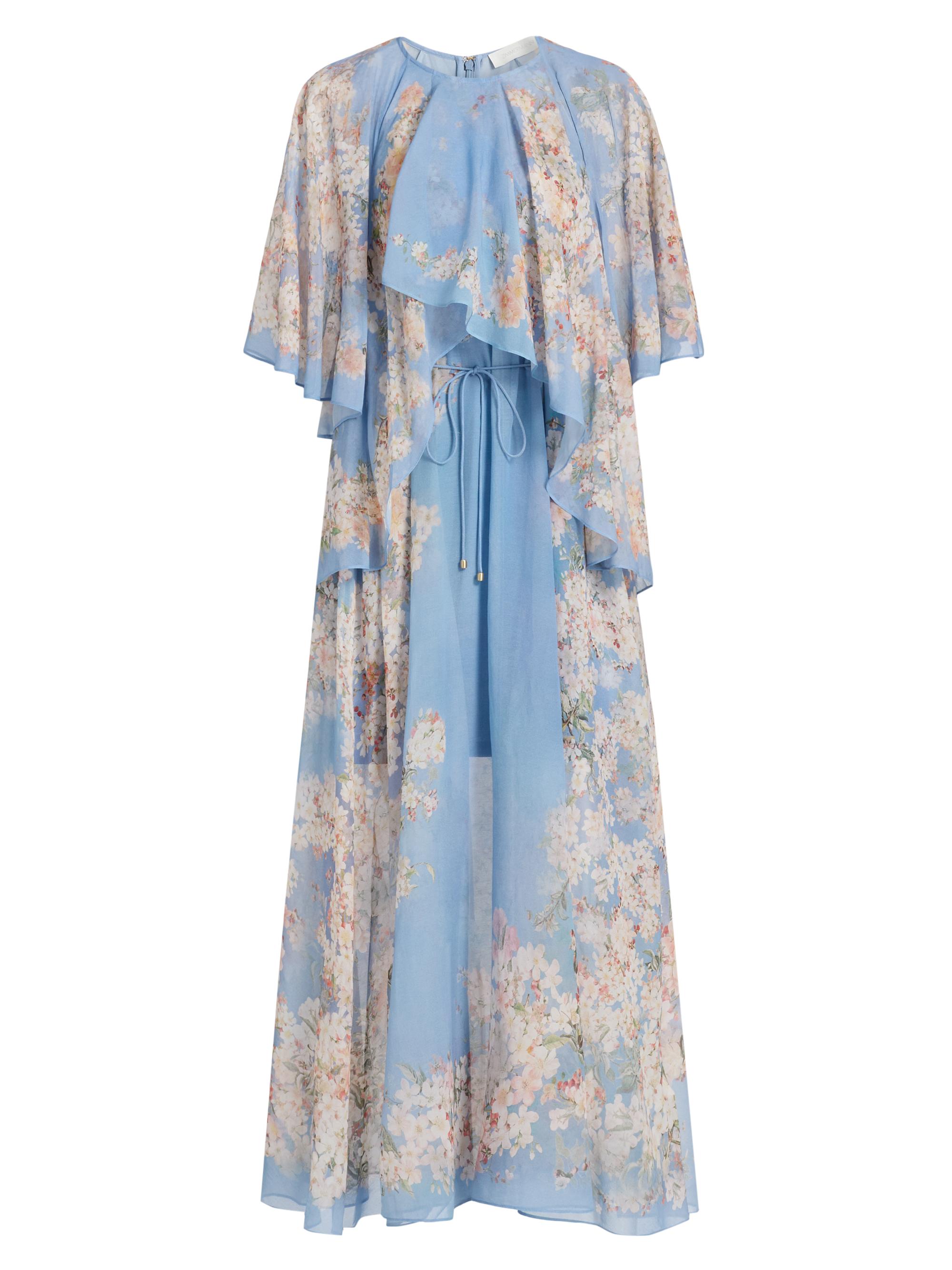 Zimmermann Women's Cascadian Tiered Maxi Dress - Teal Blue Botanical Floral