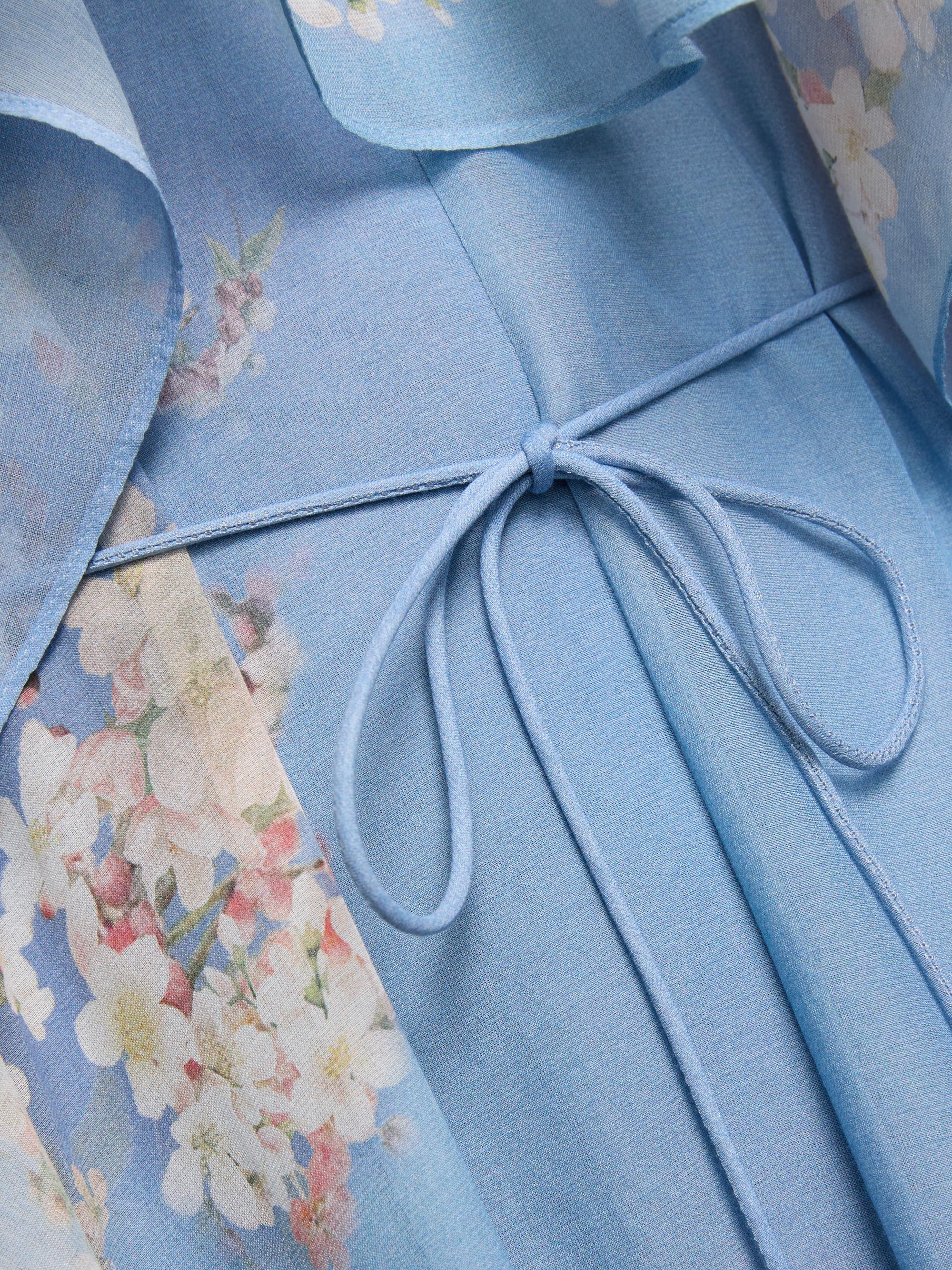 Zimmermann Cascadian Tiered Maxi Dress - Teal Blue Botanical Floral