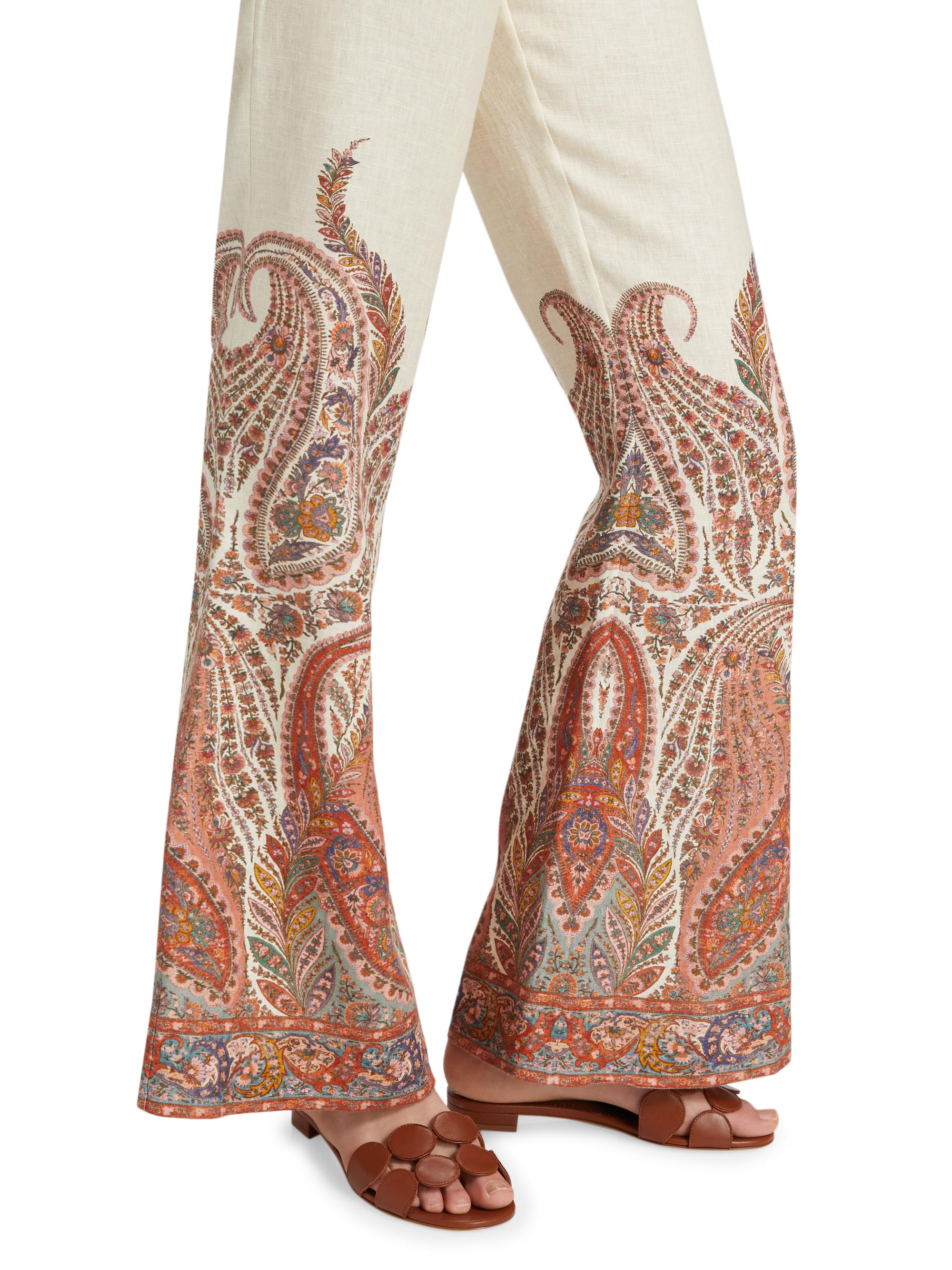 Zimmermann Rhiannon Paisley Linen Tie-Waist Flared Pants | Saks