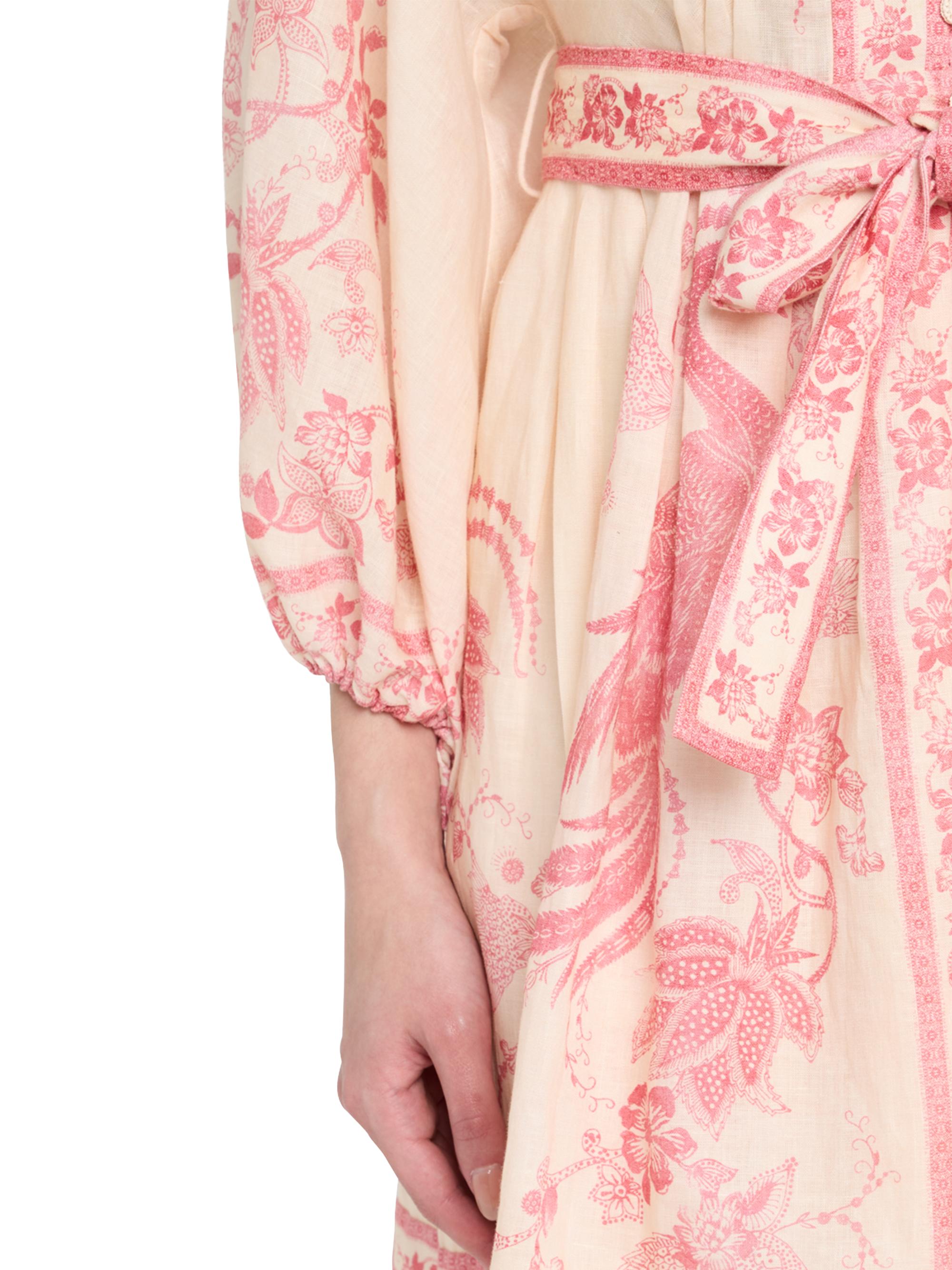 Lucky Floral Linen Tie-Waist Minidress