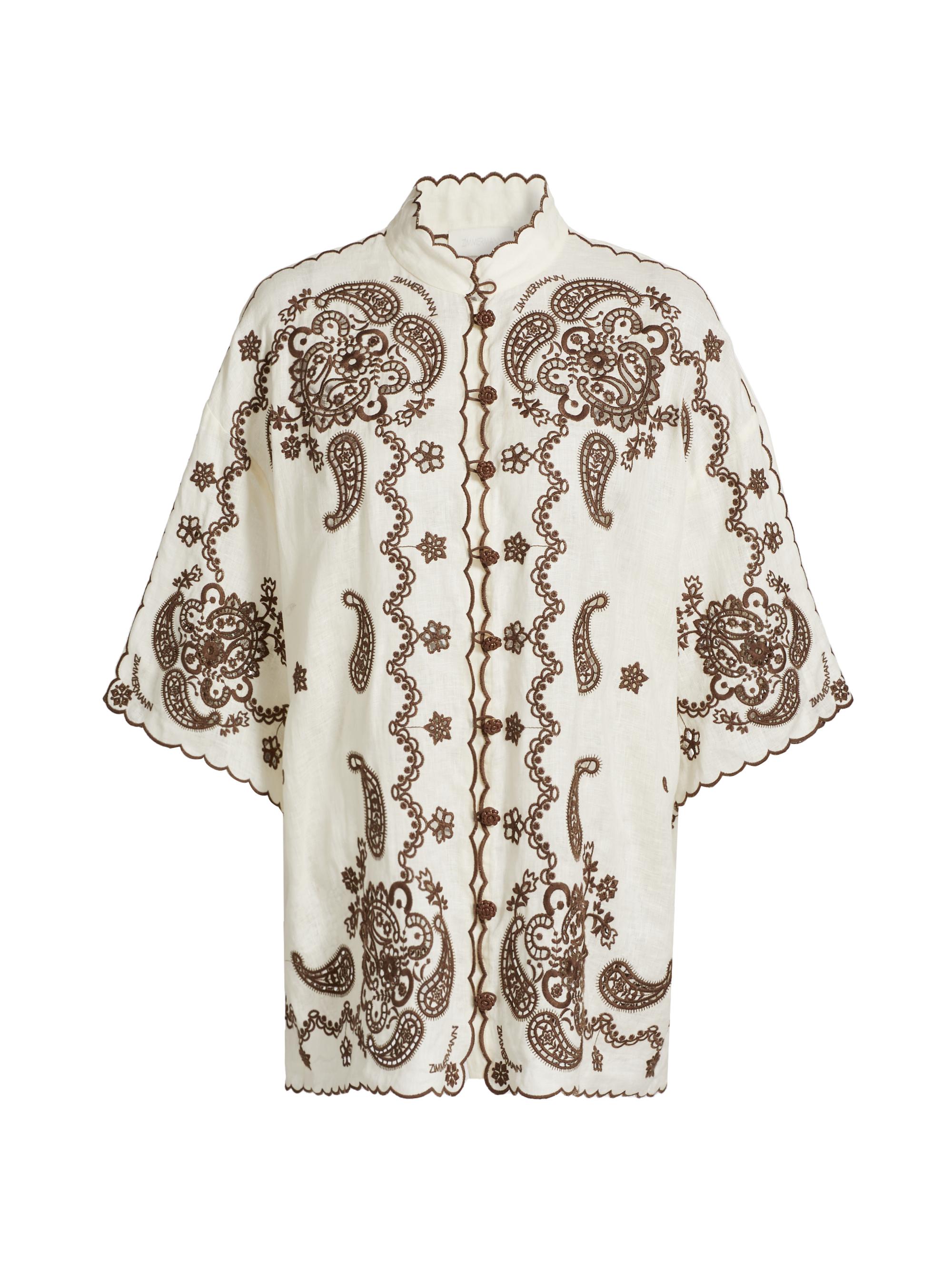 Zimmermann Ascension Embroidered Linen Shirt | Saks Fifth Avenue