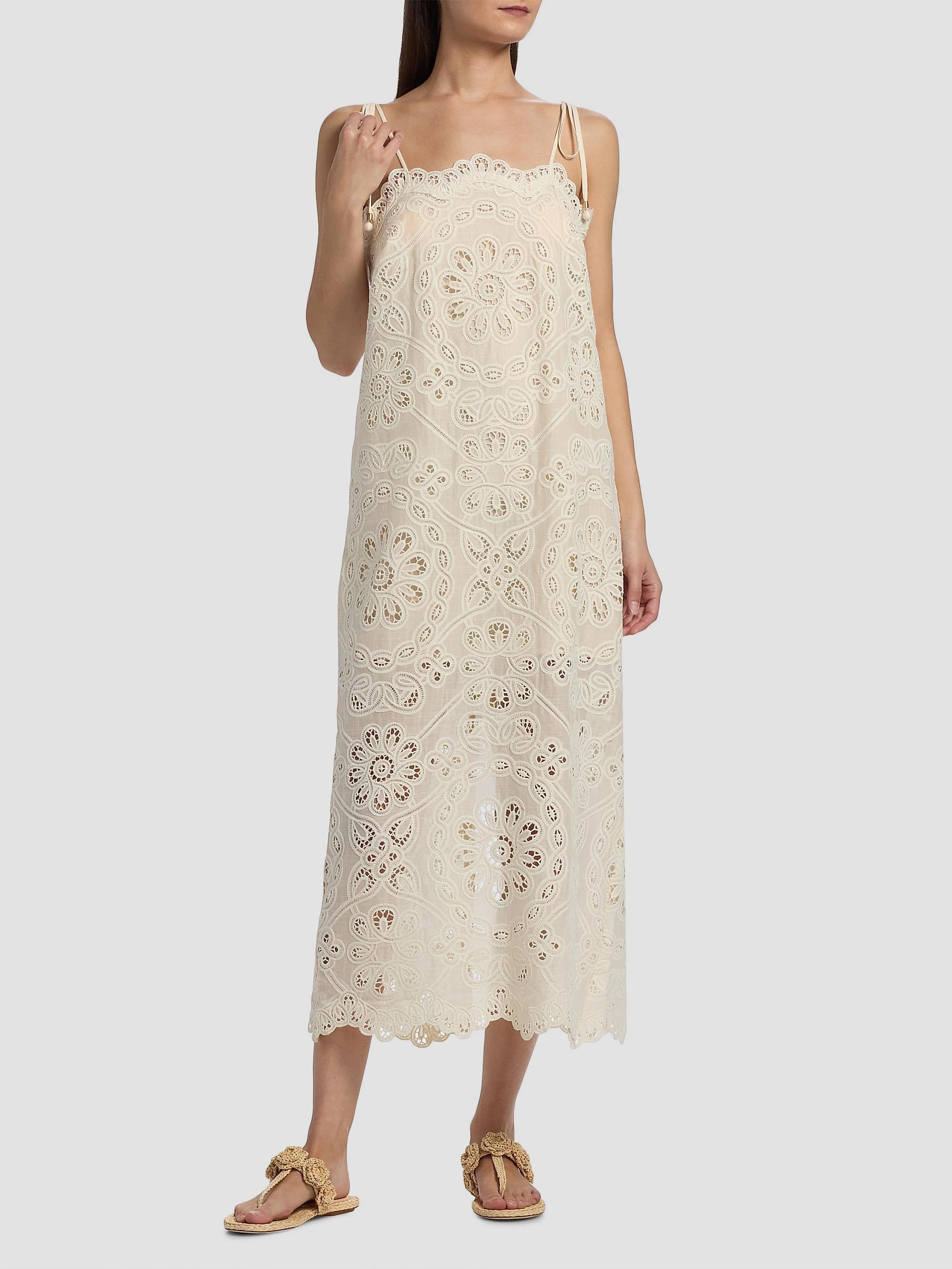 Zimmermann Rhiannon Embroidered Cotton Midi-Dress | Saks Fifth Avenue