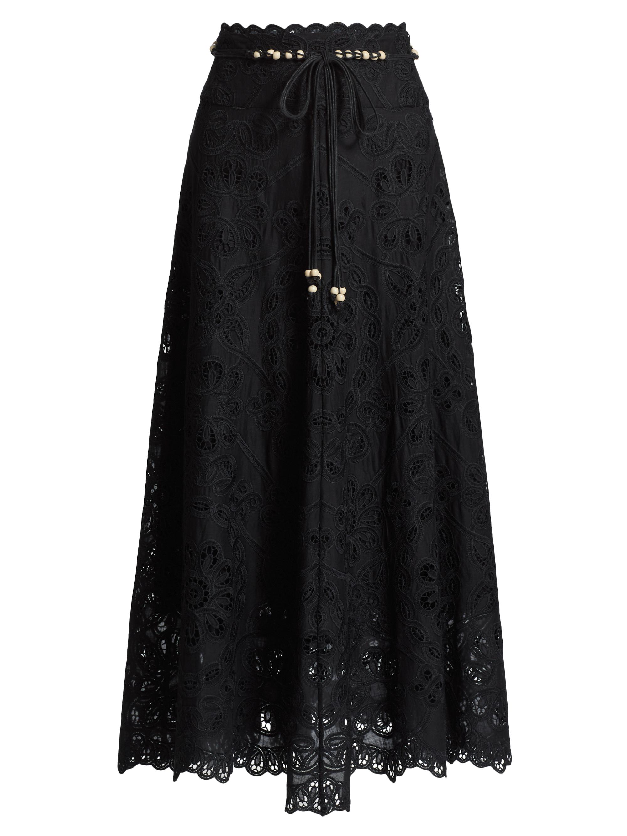 Zimmermann Rhiannon Lace Cotton A-Line Midi-Skirt | Saks Fifth Avenue