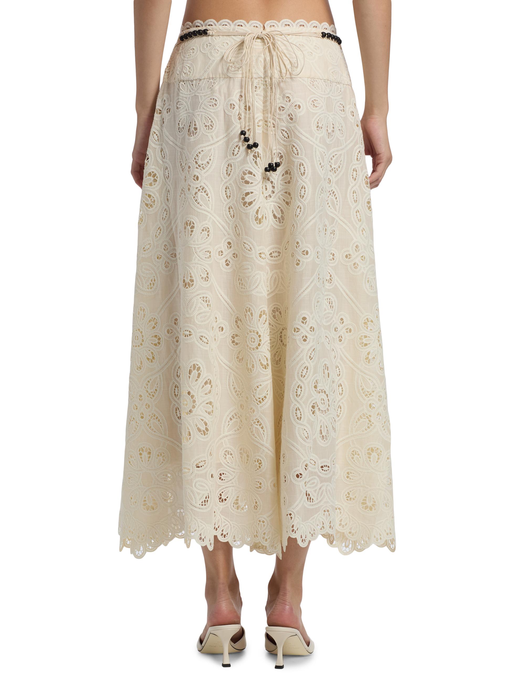 Zimmermann Rhiannon Lace Cotton A-Line Midi-Skirt | Saks Fifth Avenue