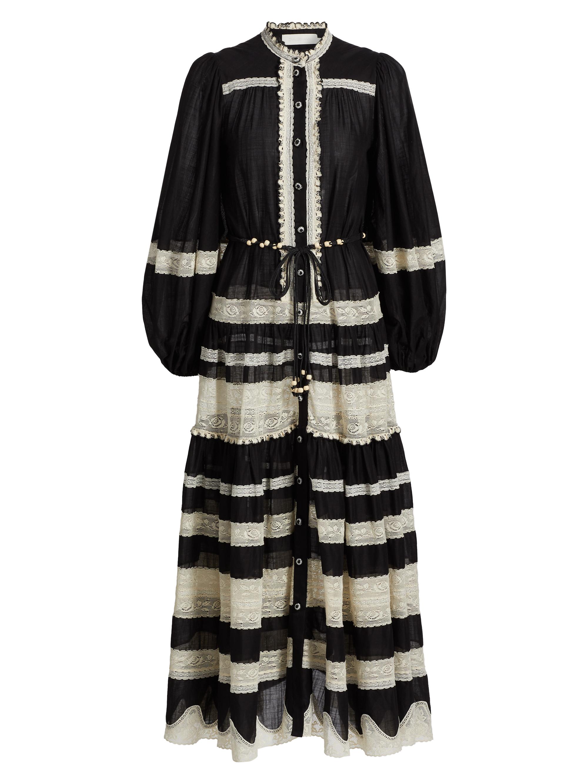 white christmas dresses Zimmermann Cotton And Silk Blend Wanderlust Long Dress 1 / Tapestry  Burgundy Multi main image 0