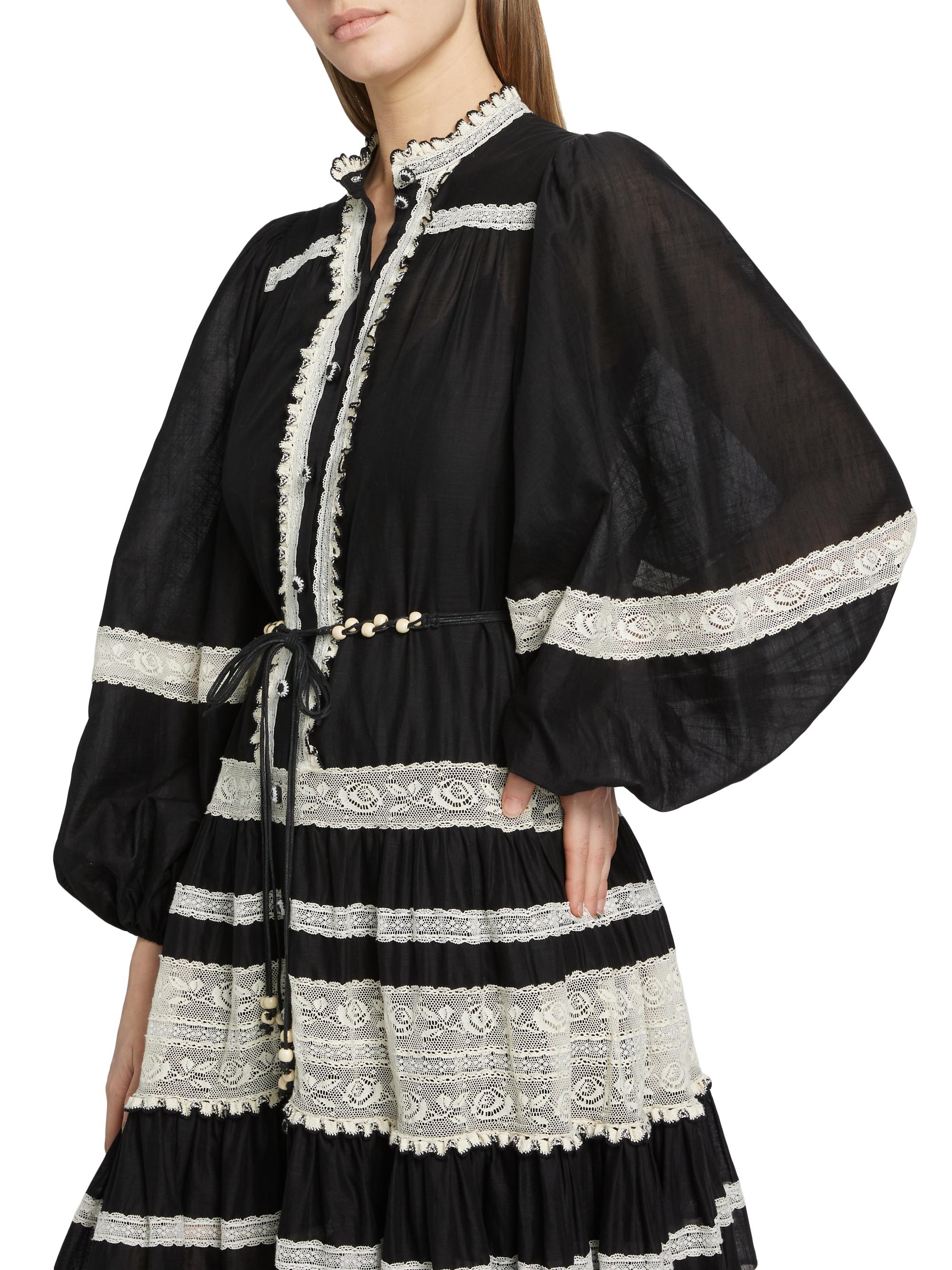 Zimmermann Rhiannon Lace Billow Striped Cotton Maxi Dress | Saks Fifth  Avenue