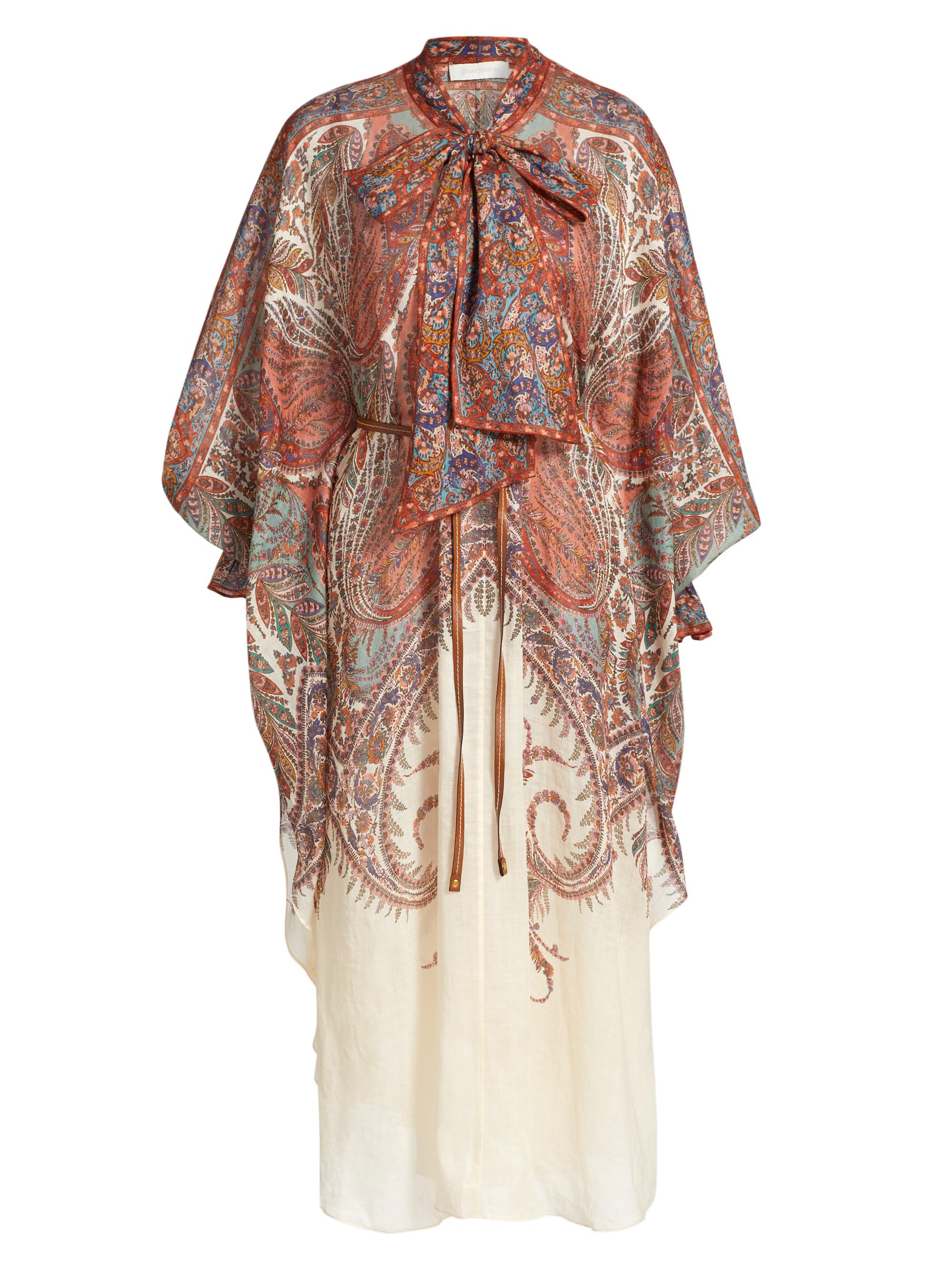 Zimmermann Women's Rhiannon Printed Ramie Midi-Dress - Cream Paisley