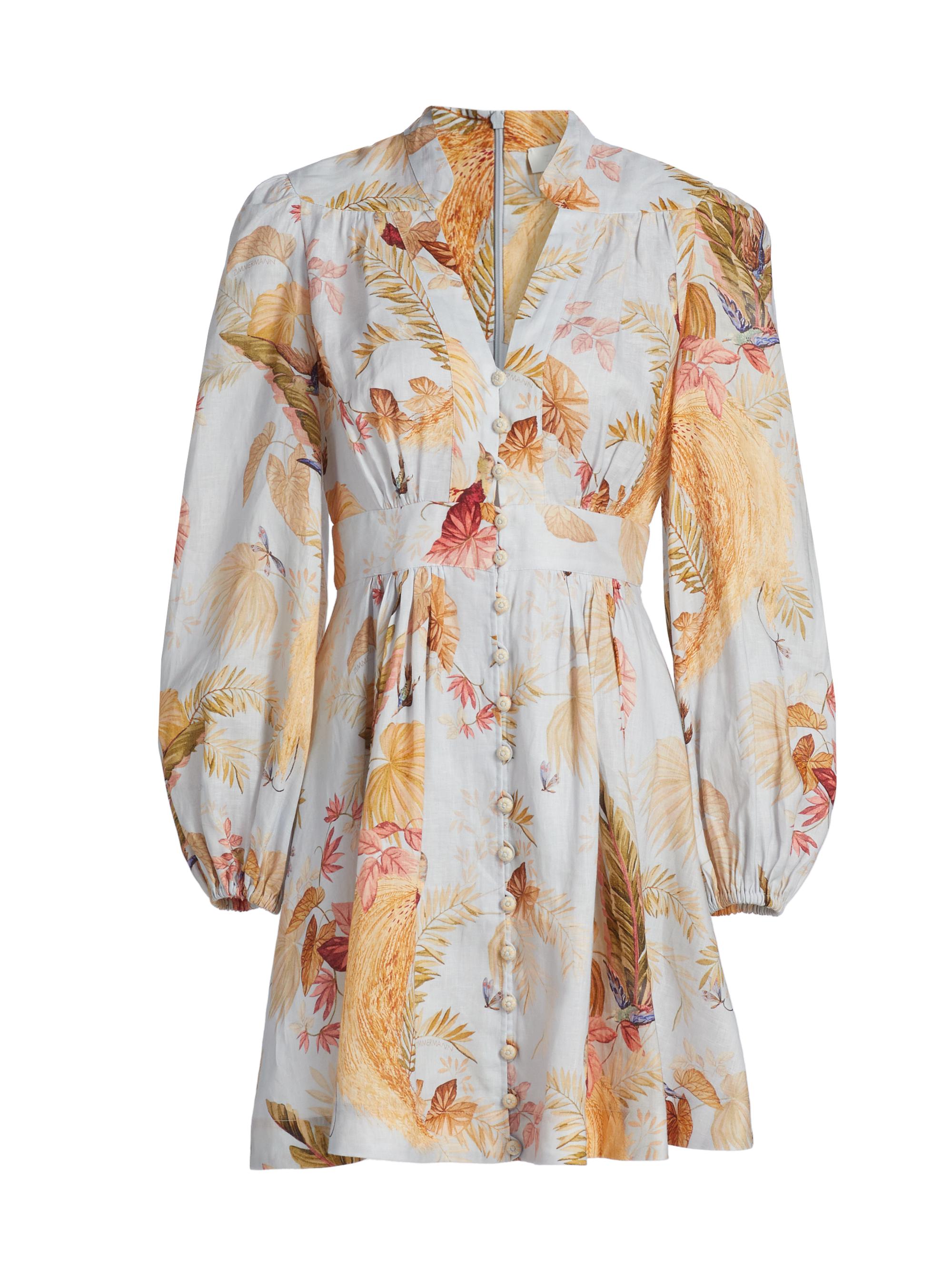Zimmermann Ascension Plunge Linen Minidress | Saks Fifth Avenue