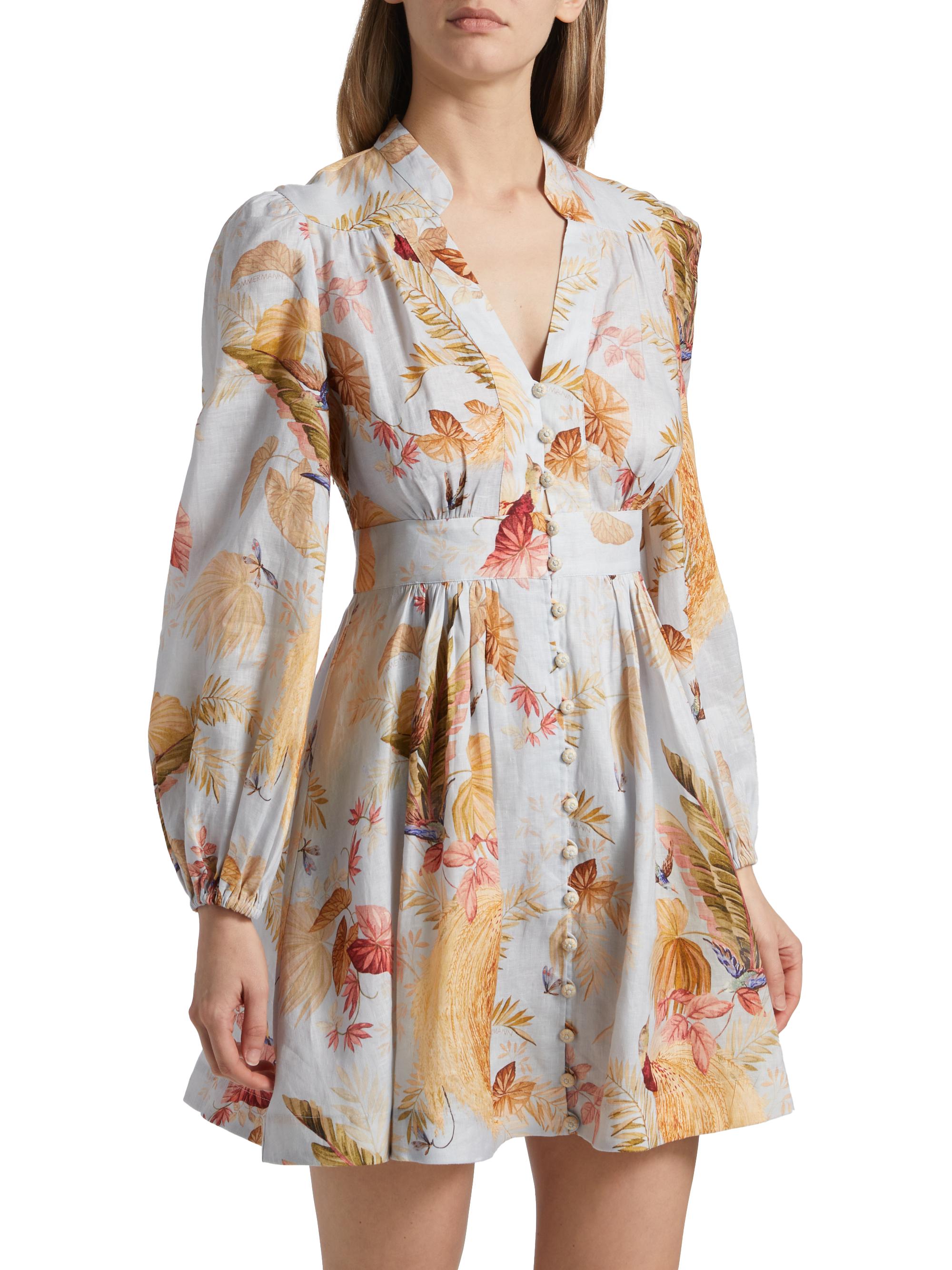 Zimmermann Ascension Plunge Linen Minidress | Saks Fifth Avenue