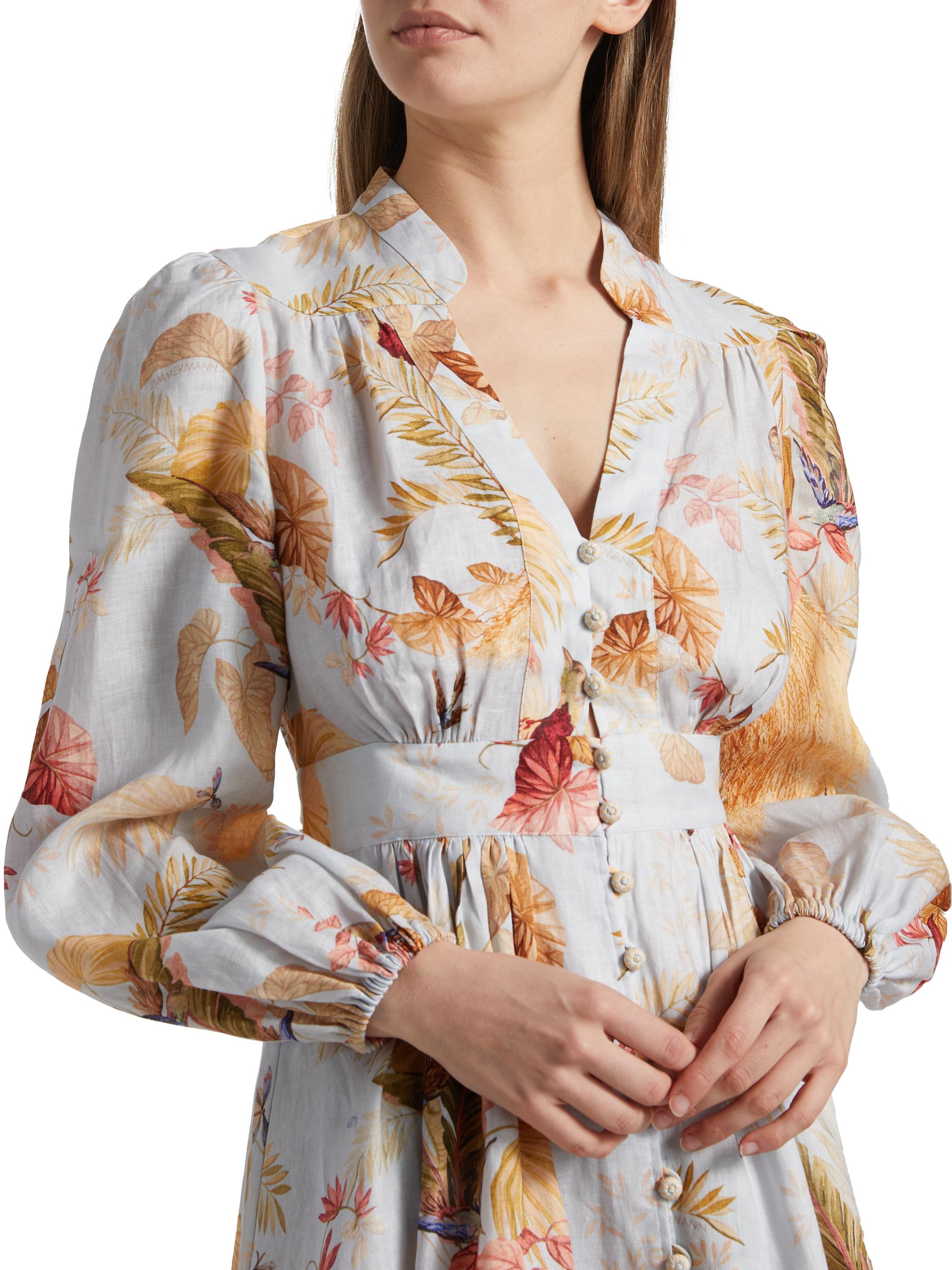 Zimmermann Ascension Plunge Linen Minidress | Saks Fifth Avenue