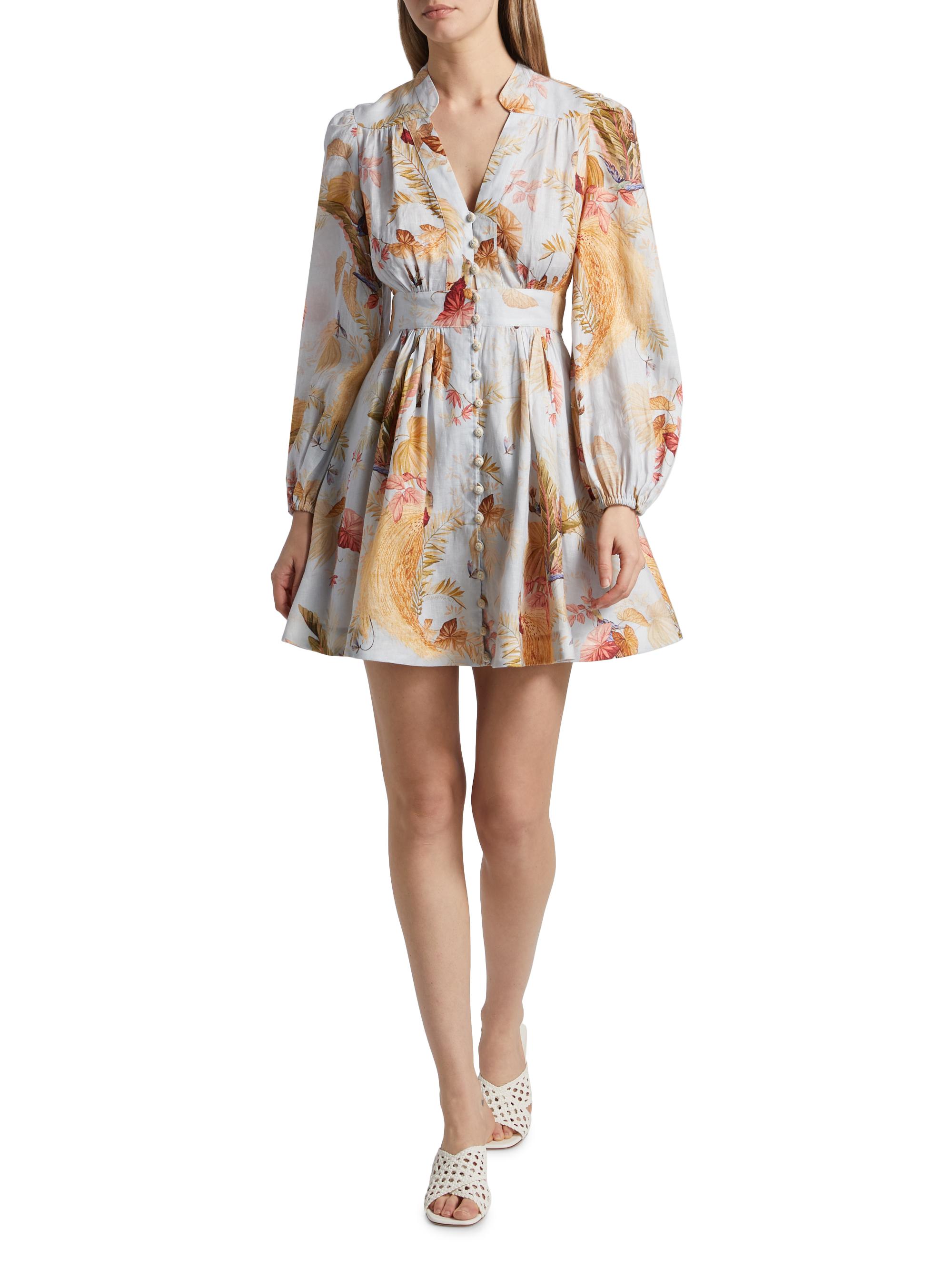 Zimmermann Ascension Plunge Linen Minidress | Saks Fifth Avenue